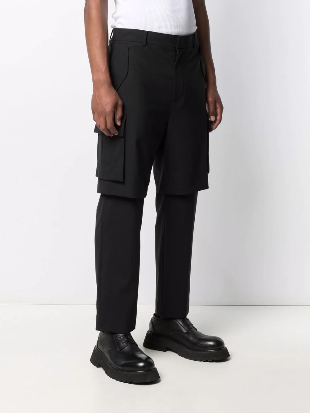 layered straight-leg trousers - 4