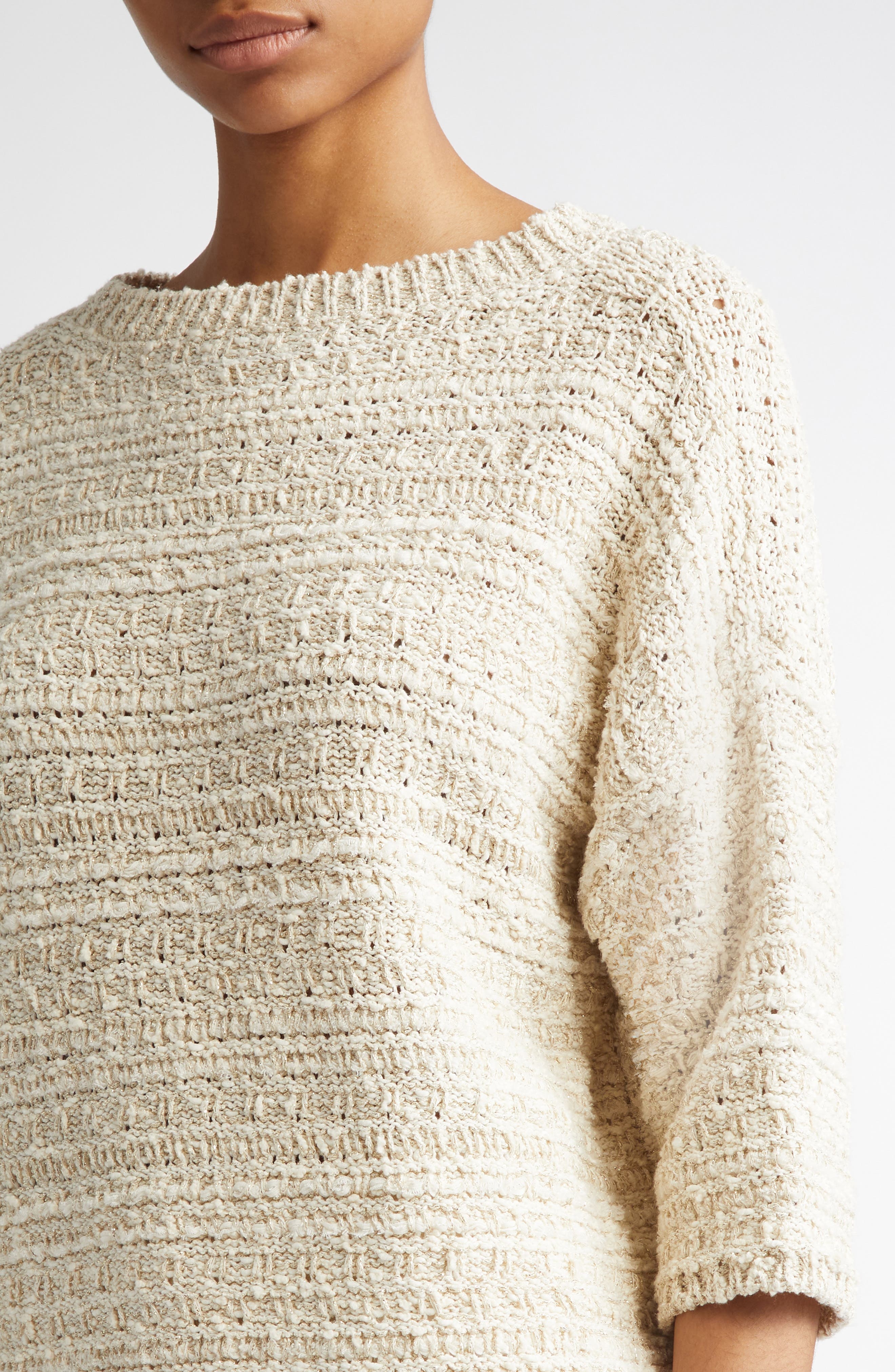 Max Mara Arda Cotton Blend Sweater in Ivory at Nordstrom - 5