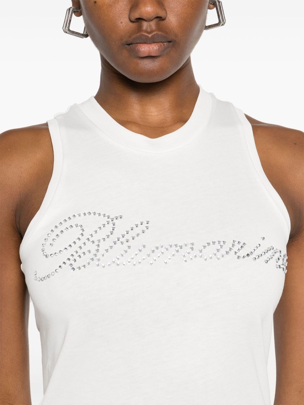 rhinestone-logo tank top - 5