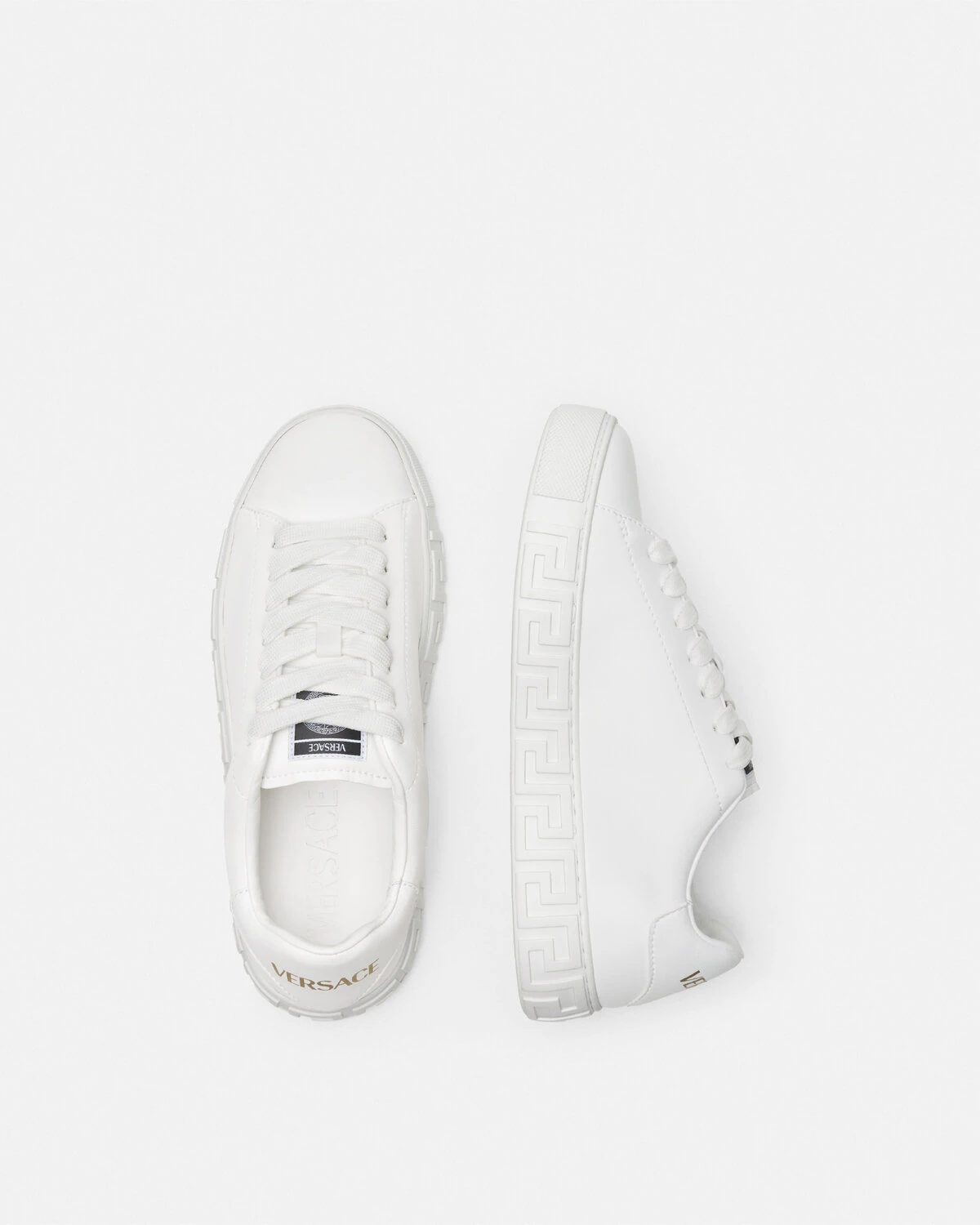 Versace White Embroidered Greca Sneakers