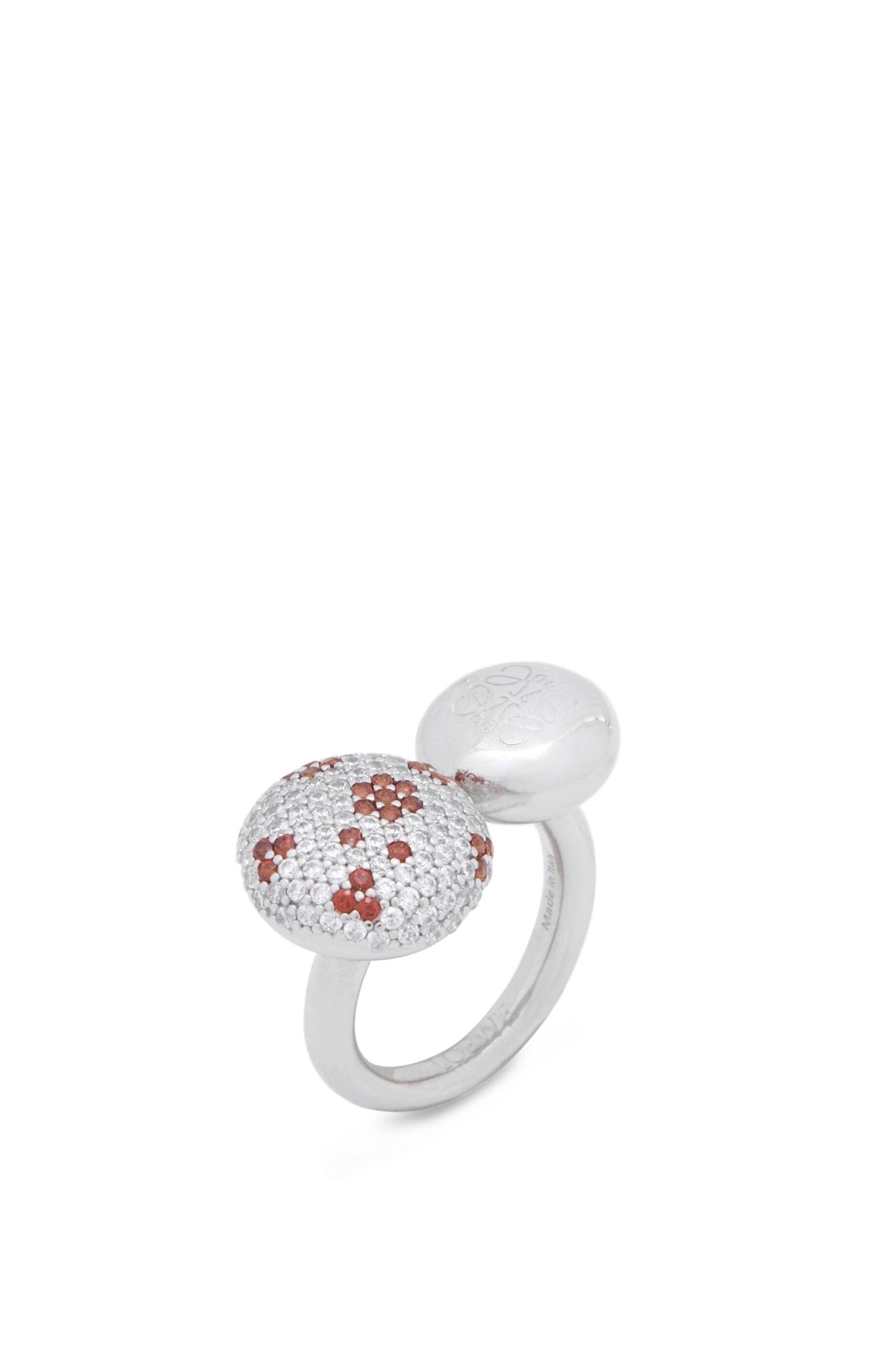 Anagram Pebble double ring in sterling silver and crystals - 3