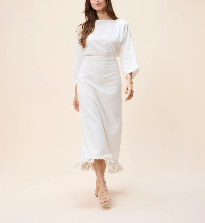 Cleobella ROBIN ANKLE DRESS | IVORY outlook