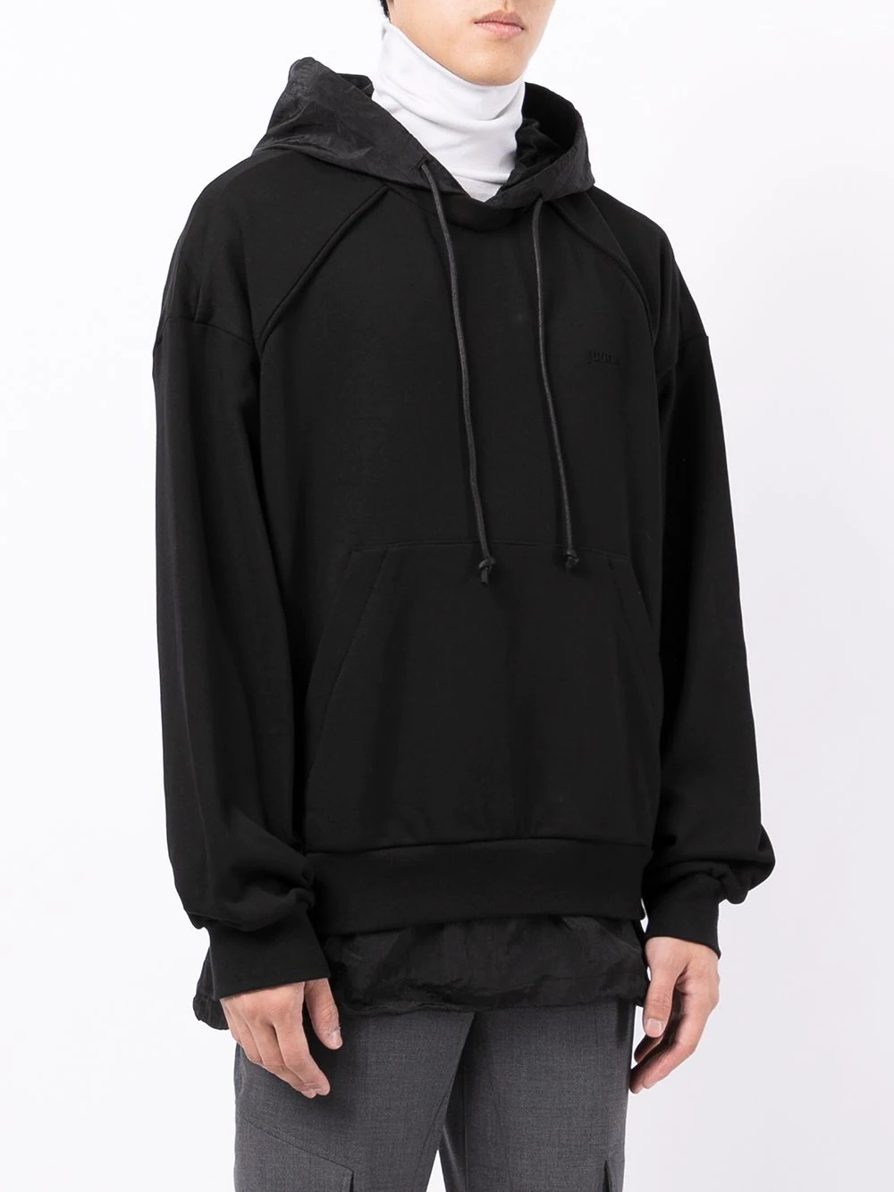 layered-hem hoodie - 3