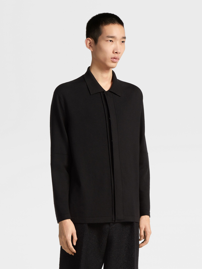 ZEGNA BLACK WOOL POLO SHIRT outlook
