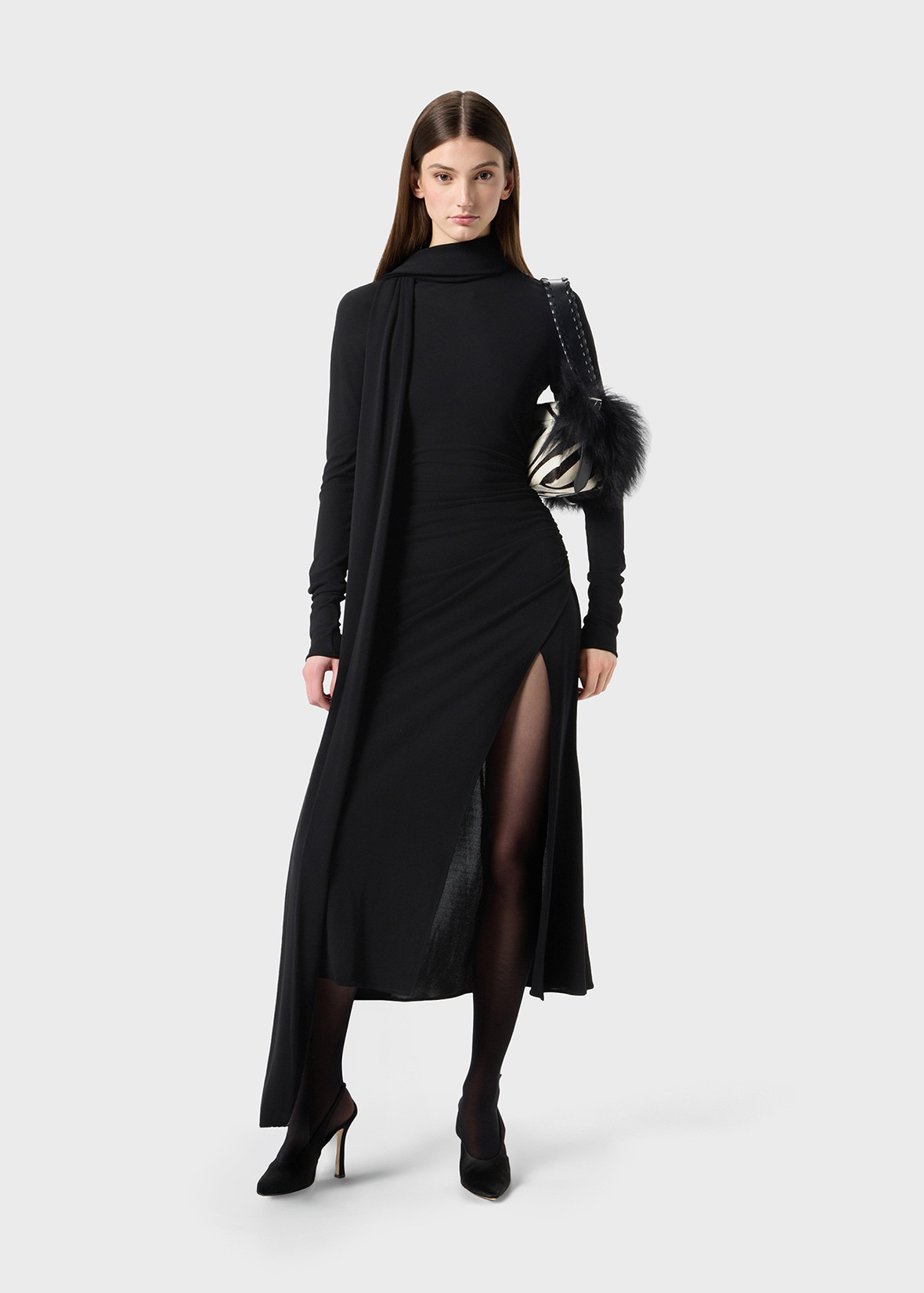 MIDI JERSEY DRESS WITH SCARF - 2