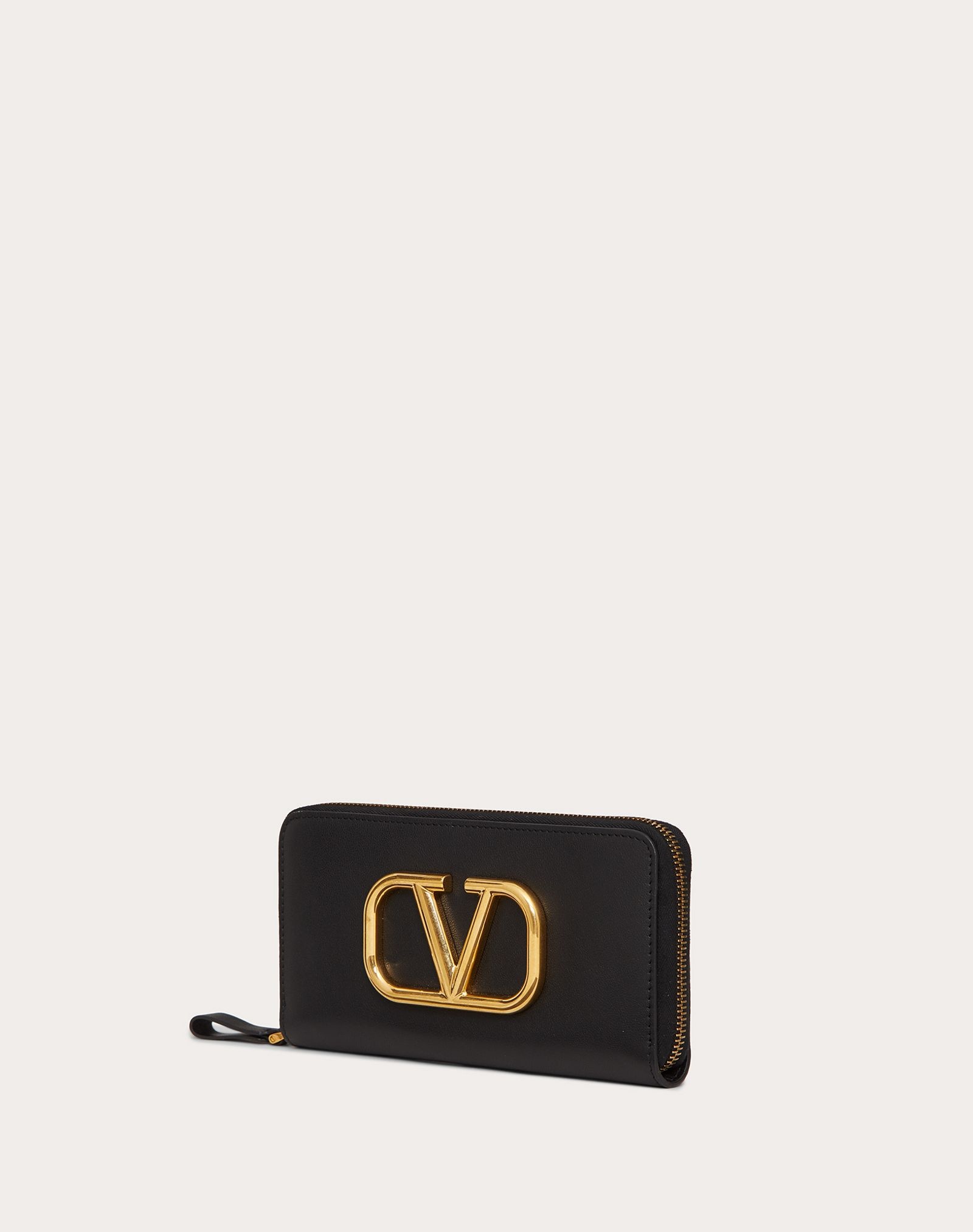 VLOGO SIGNATURE ZIPPERED WALLET IN CALFSKIN LEATHER - 4