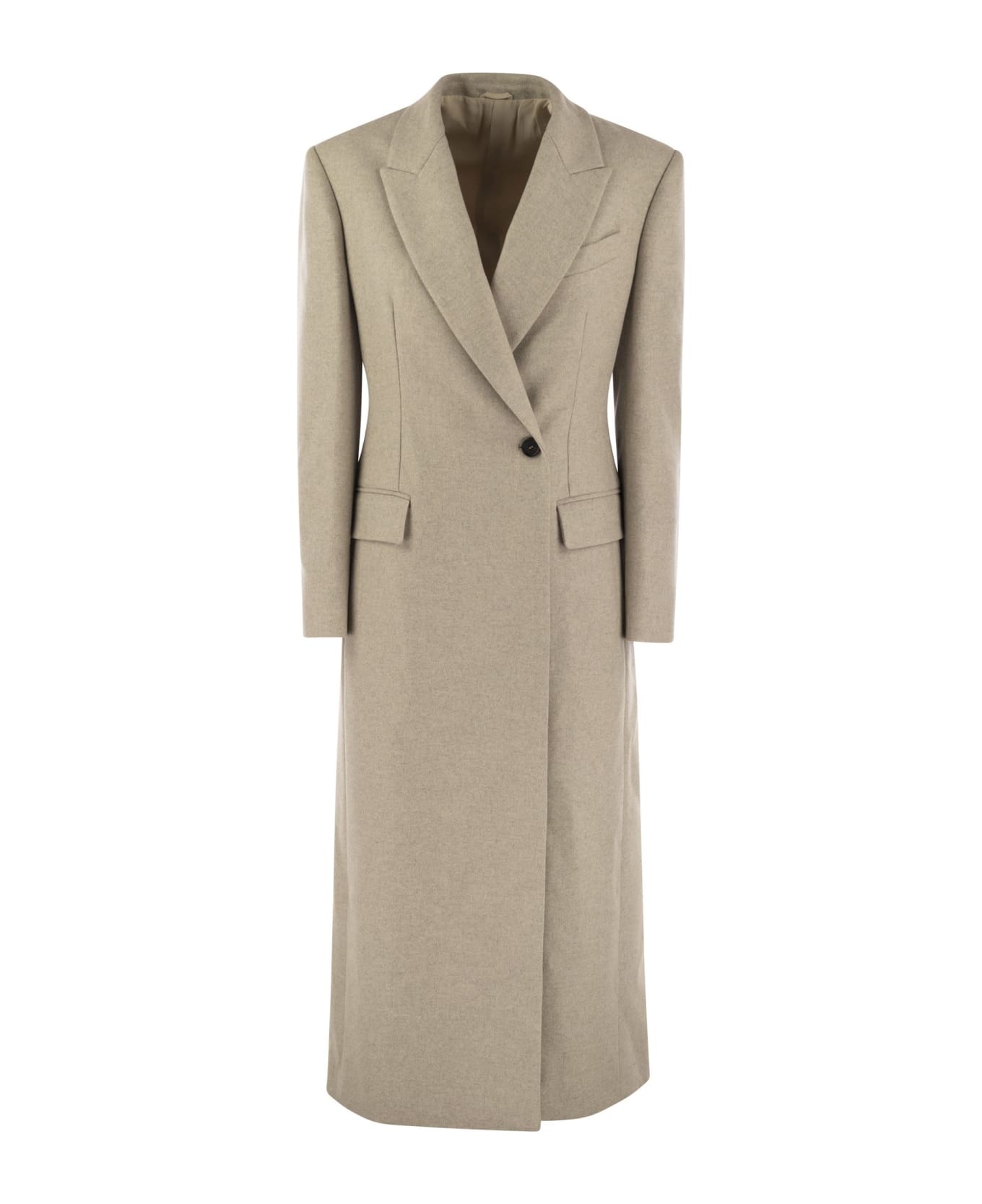 Lightweight Wool Cloth Coat With Jewellery - 1