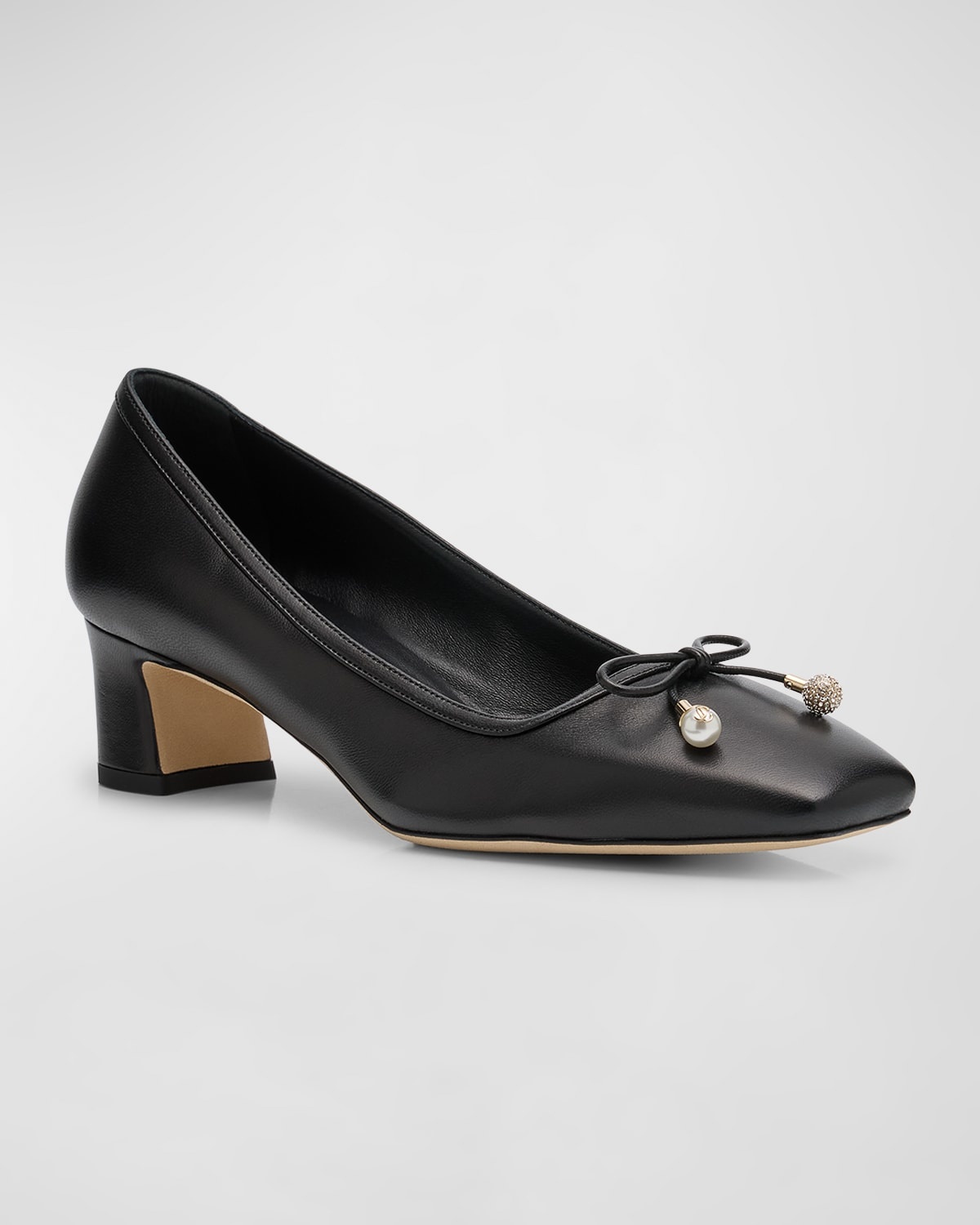 Elme Leather Bow Ballerina Pumps - 2