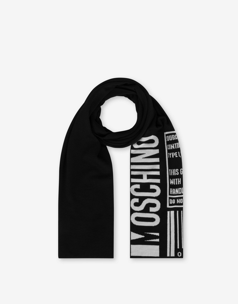 Moschino BARCODE LOGO WOOL SCARF outlook