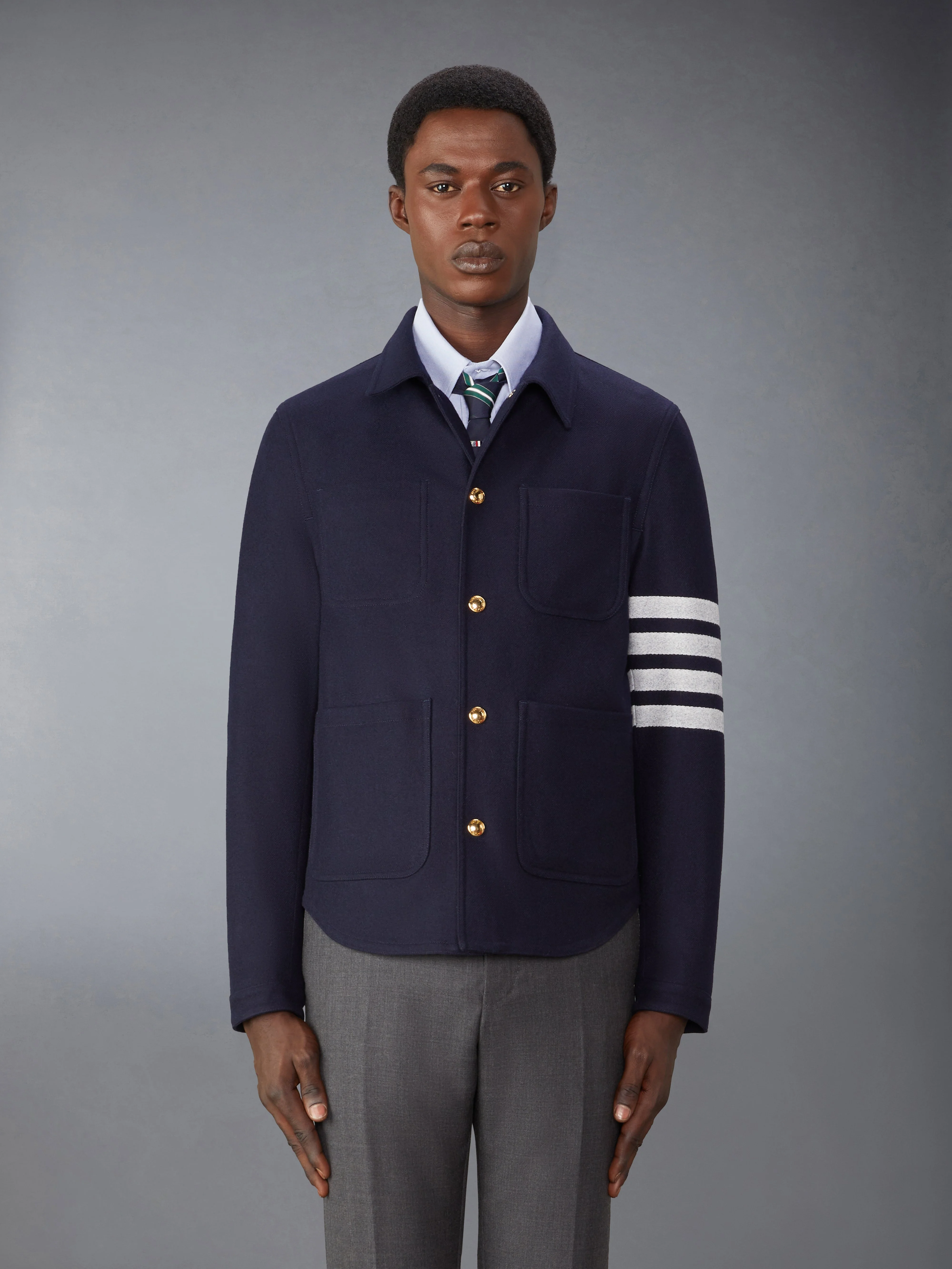 Wool Cashmere 4-Bar Utility Jacket - 1