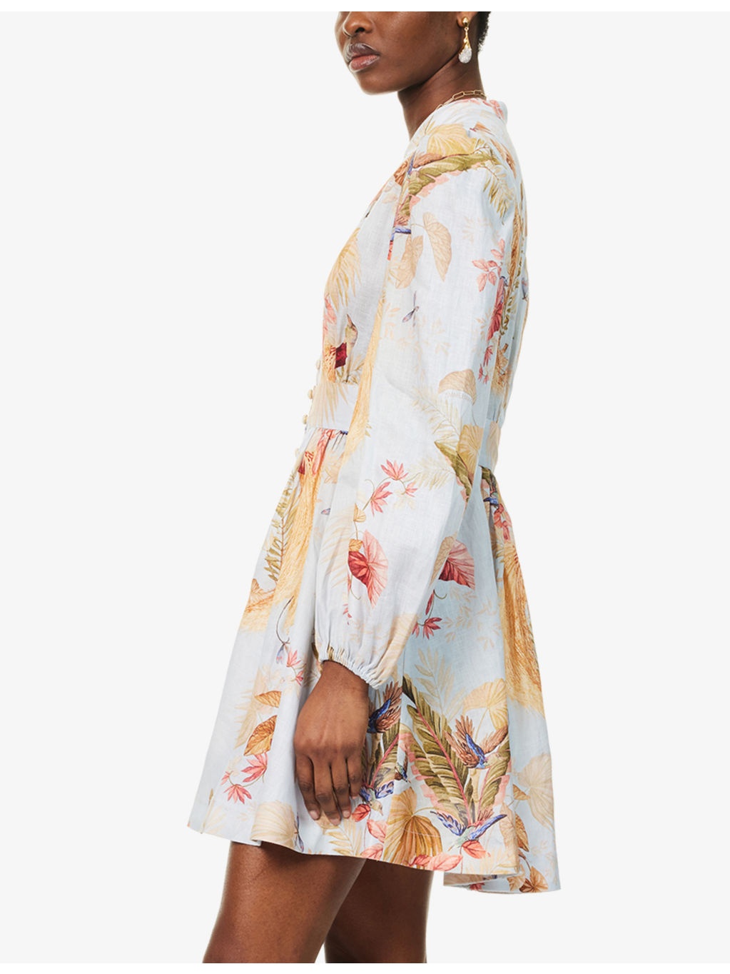 Ascension Plunge Linen Mini Dress - 3