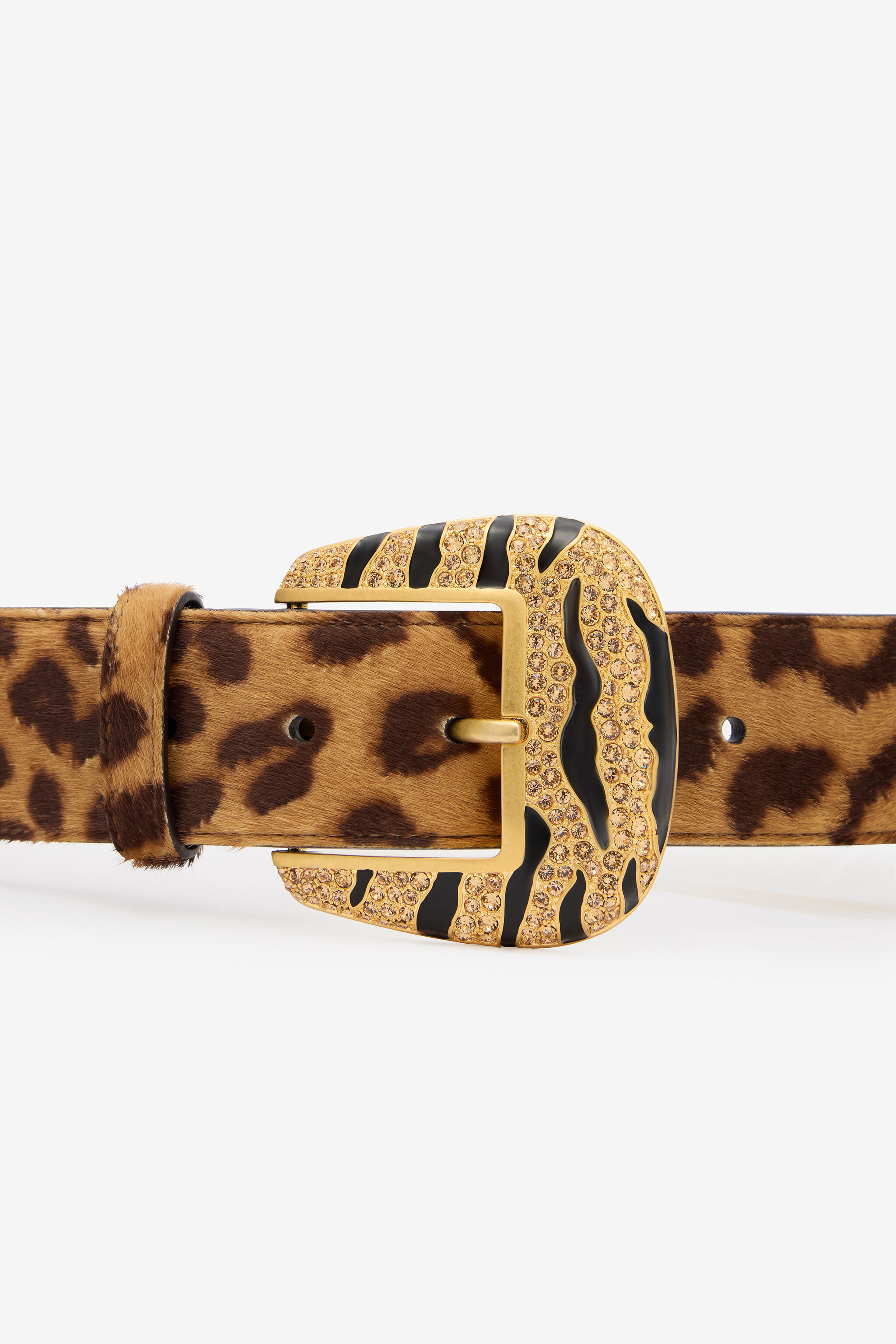 Solid-Color Belt With Bejeweled Buckle - 3