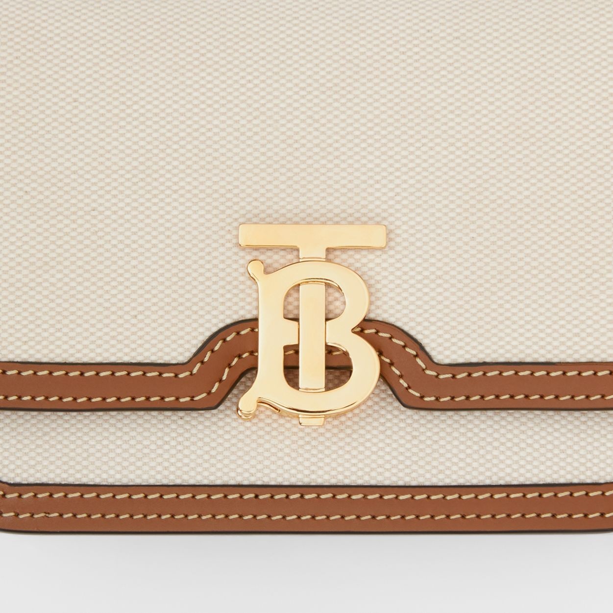 Mini Two-tone Canvas and Leather TB Bag - 2