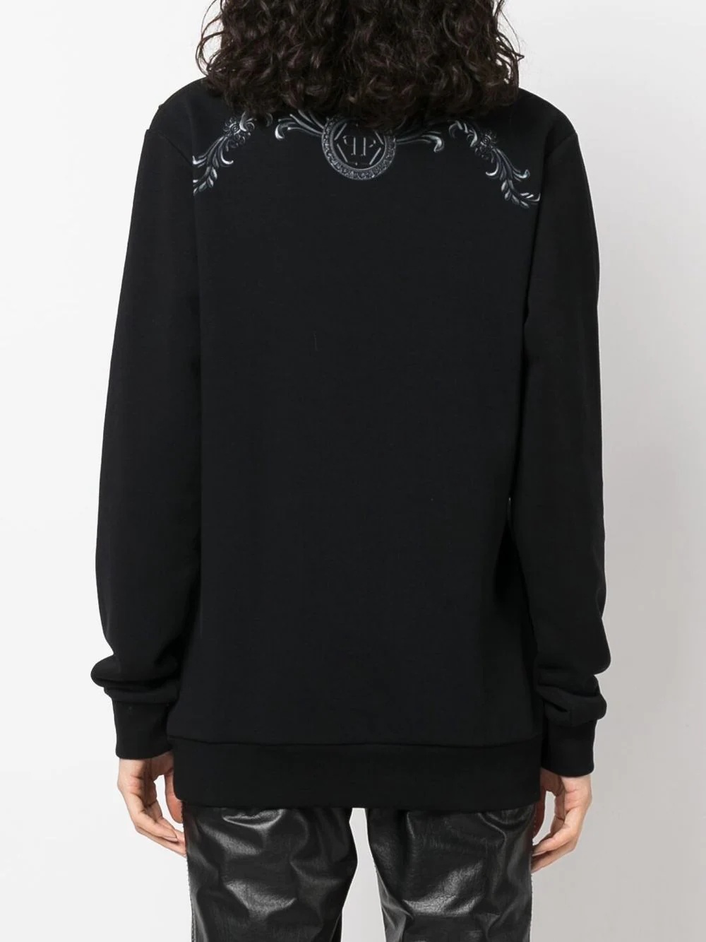 embroidered-skull crew neck sweatshirt - 4