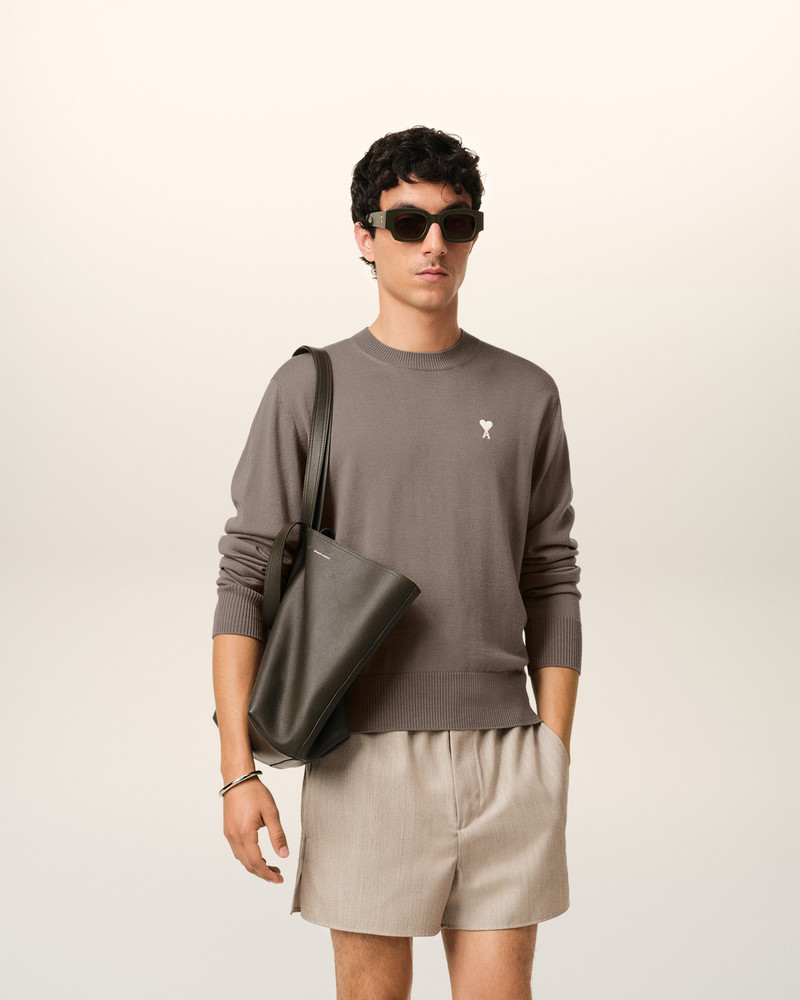 AMI Paris BEIGE WOOL AMI DE COEUR CREW NECK SWEATER outlook