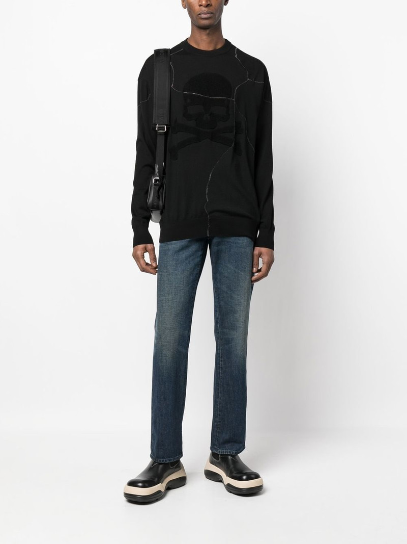 PHILIPP PLEIN cracked-effect wool jumper outlook