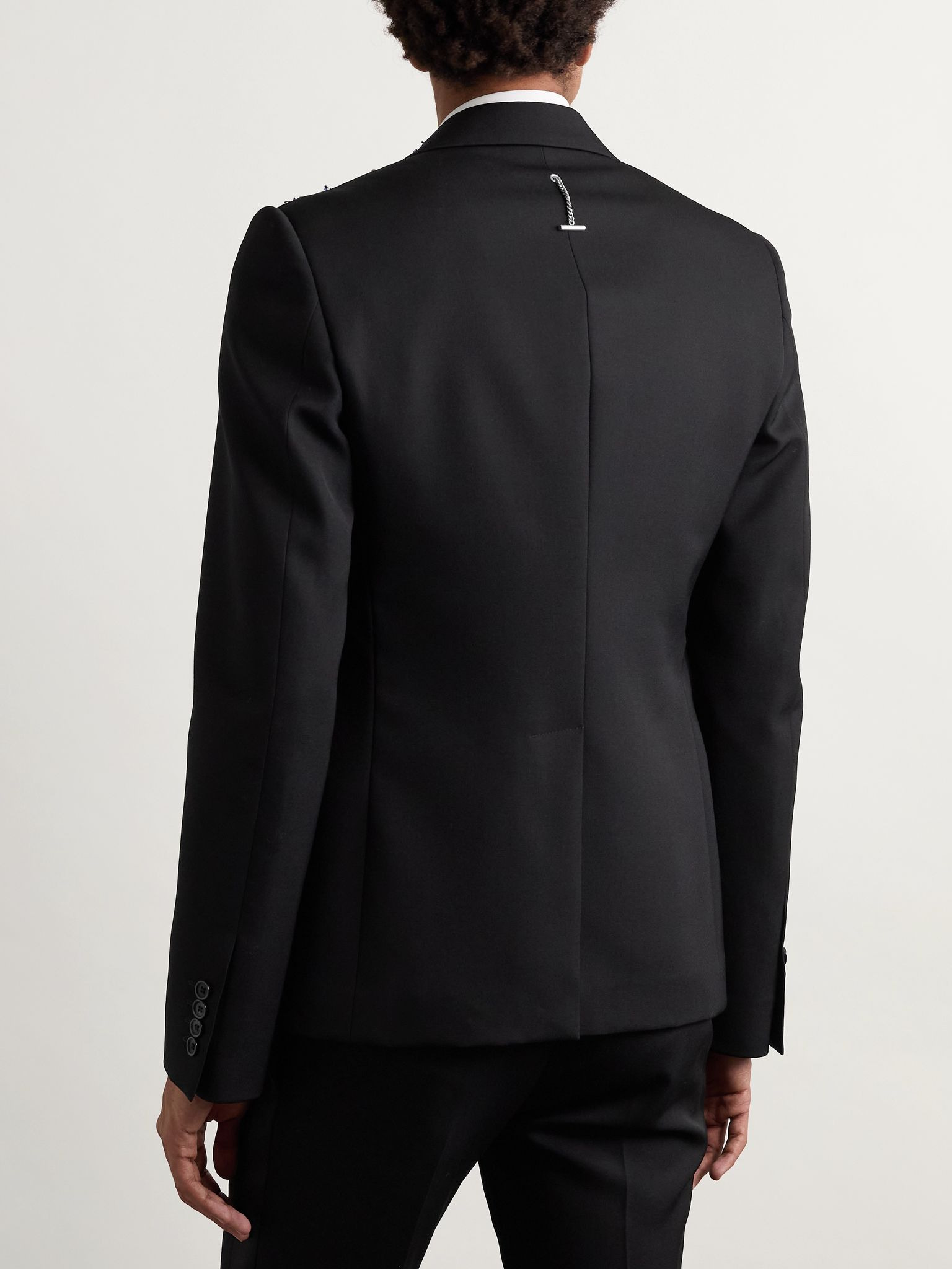 Slim-Fit Crystal-Embellished Wool Blazer Black - 3
