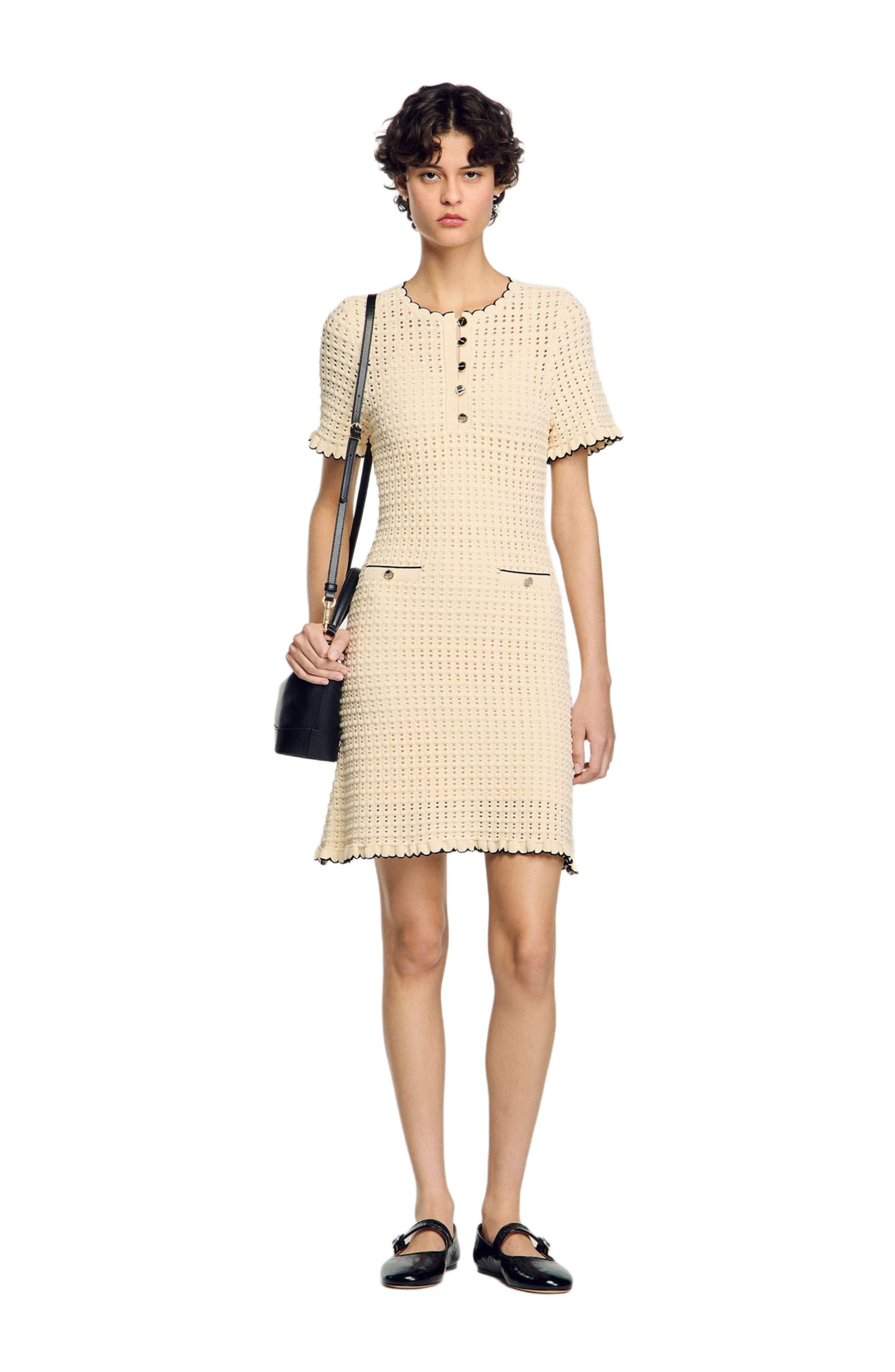 SANDRO Short knit dress in Vanilla at Nordstrom - 6