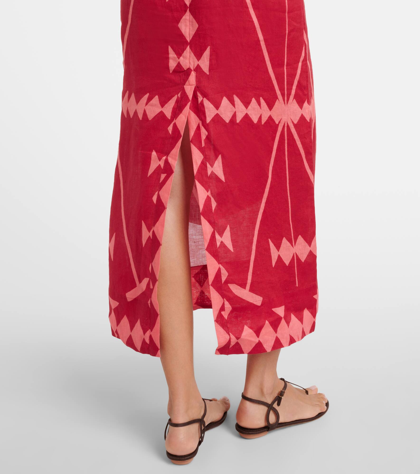 Printed linen maxi dress - 6