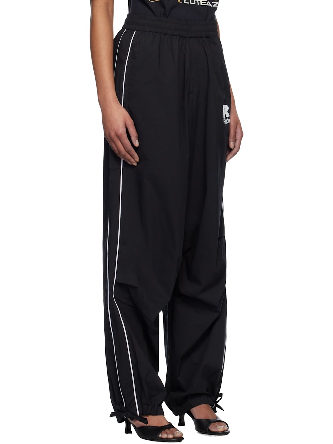 Black Piping Parachute Track Pants - 2