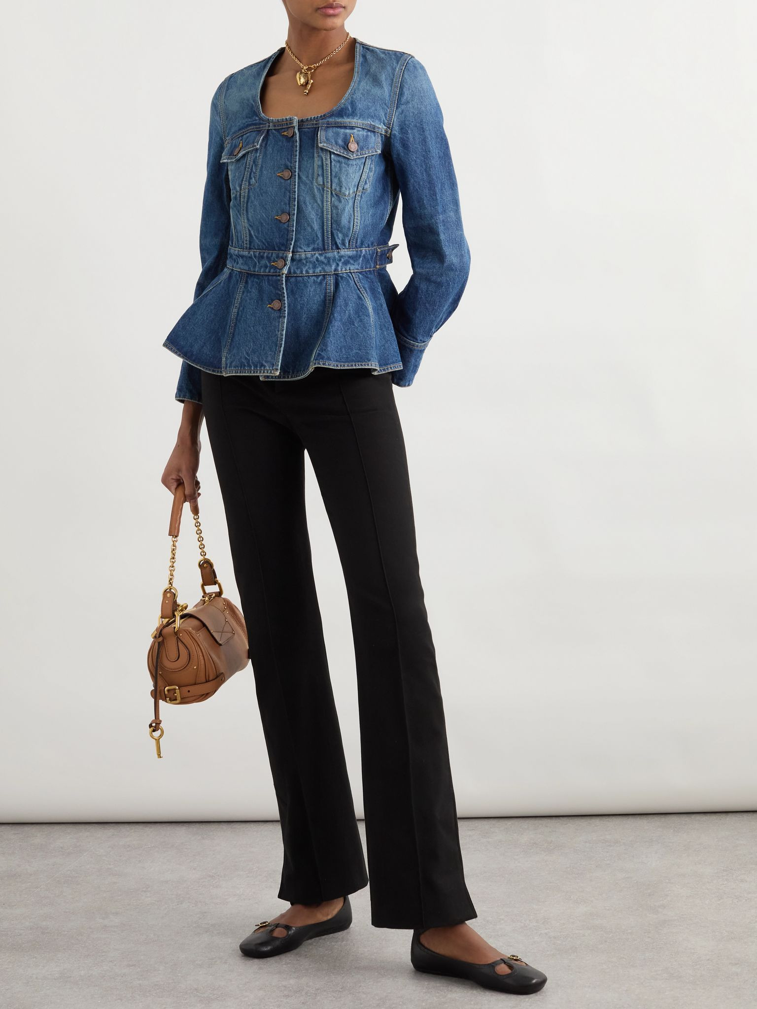 Organic denim peplum jacket Mid denim - 2