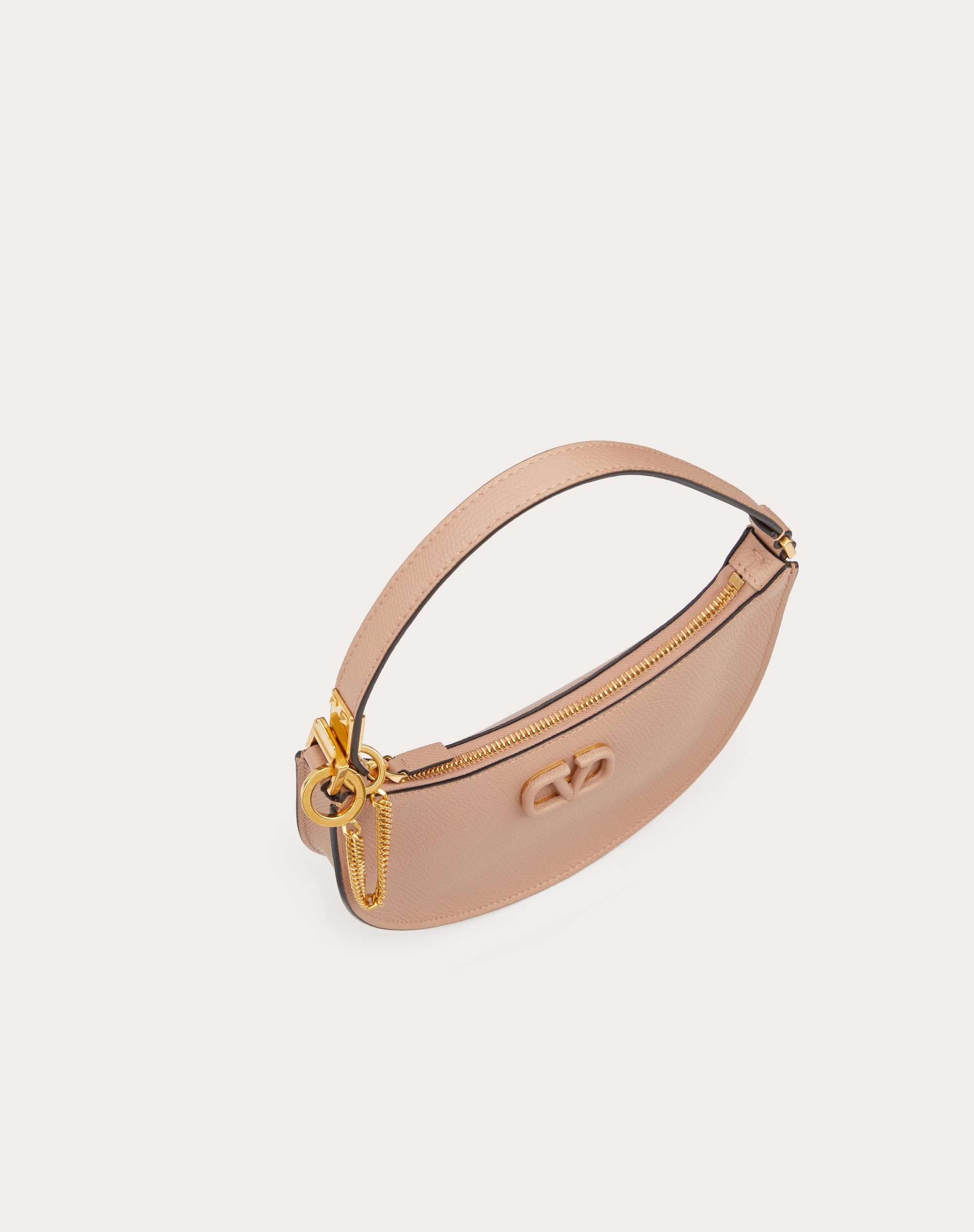 MINI VLOGO SIGNATURE GRAINY CALFSKIN HOBO BAG - 6