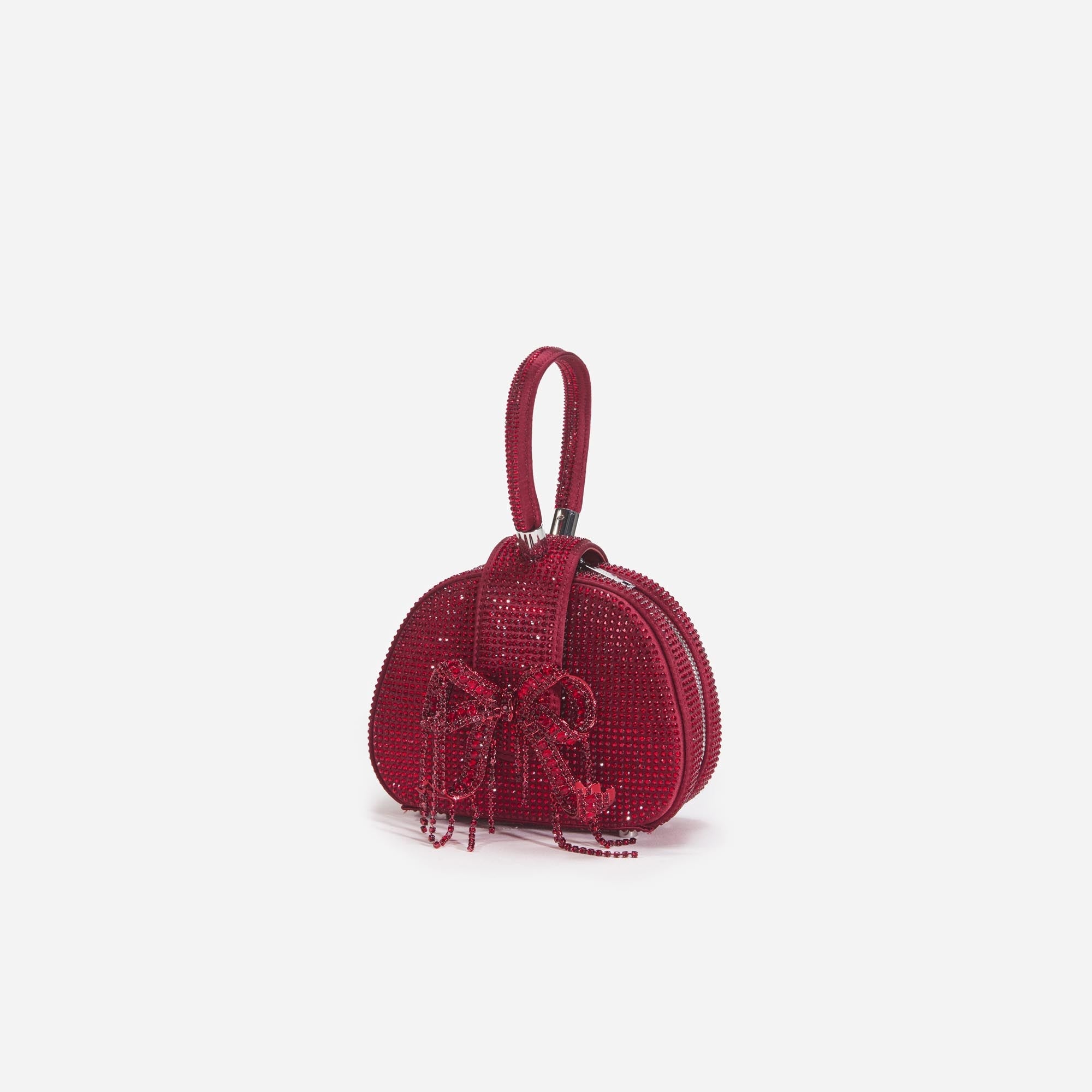 Burgundy Rhinestone Top Handle Micro Bag - 2