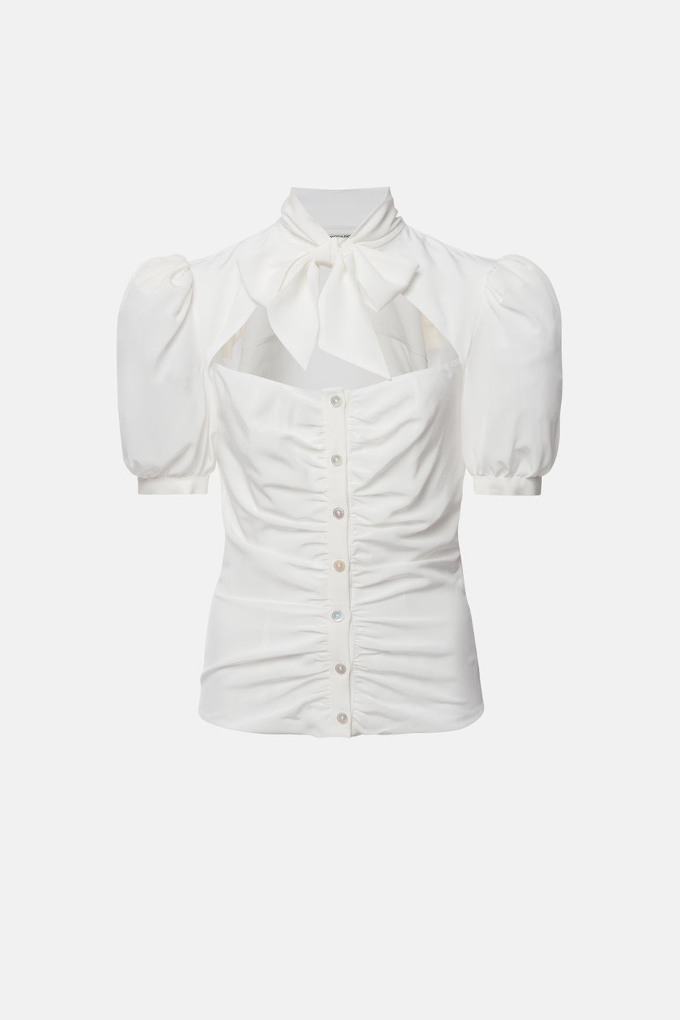 SILK DRAPED BLOUSE WITH BOW - 1