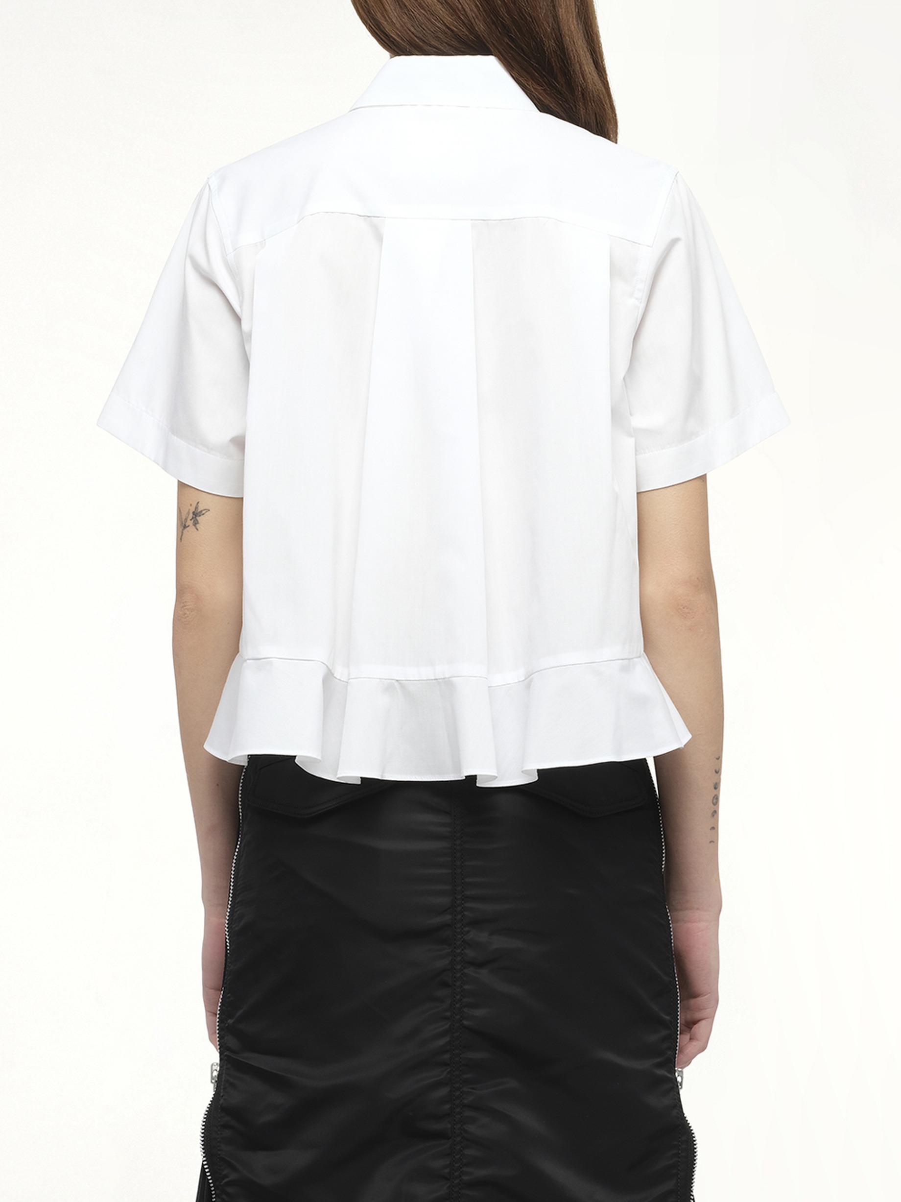 Frill Poplin Shirt in Off White - 6