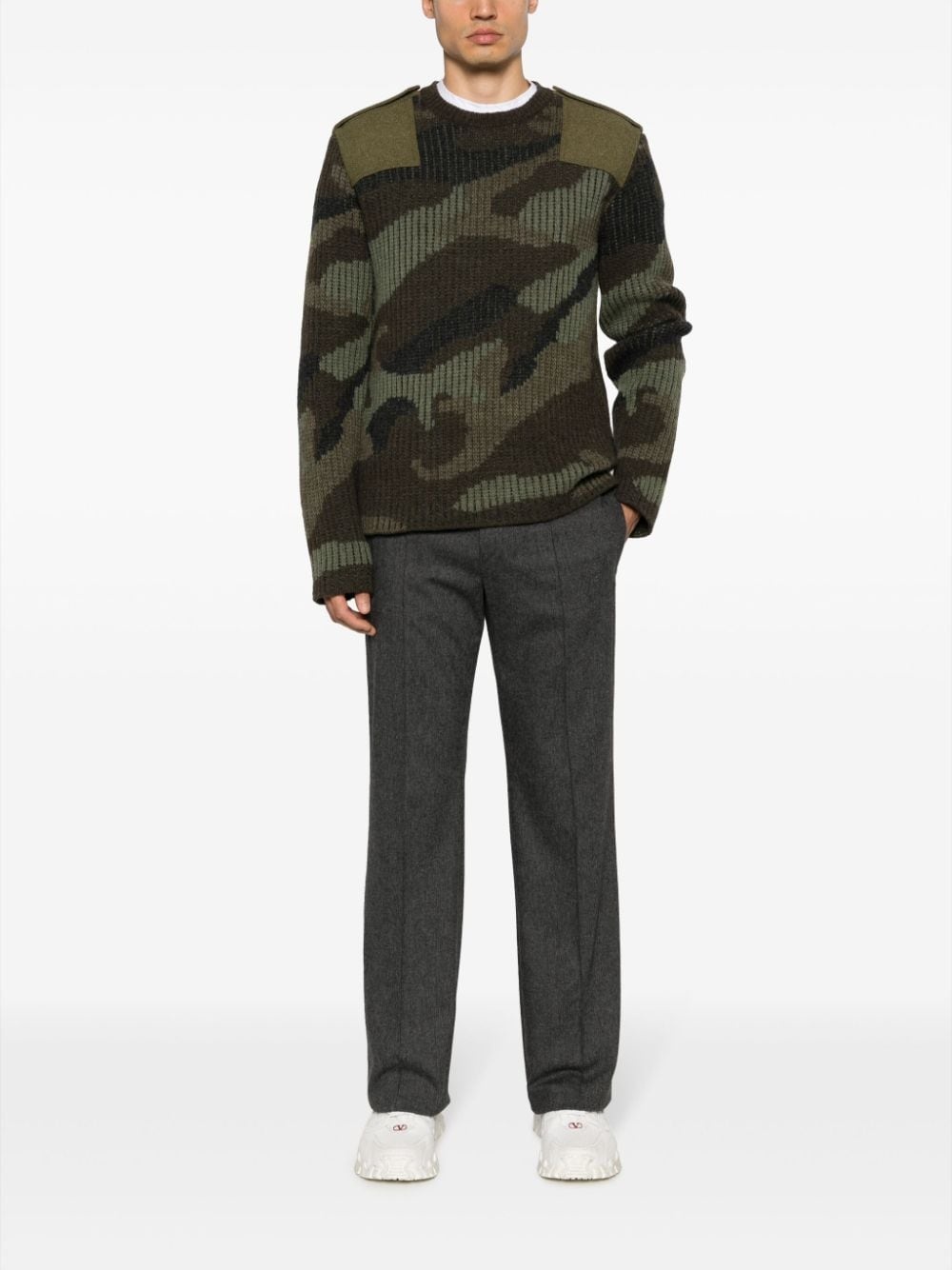 camouflage panelled ribbed-knit jumper - 2