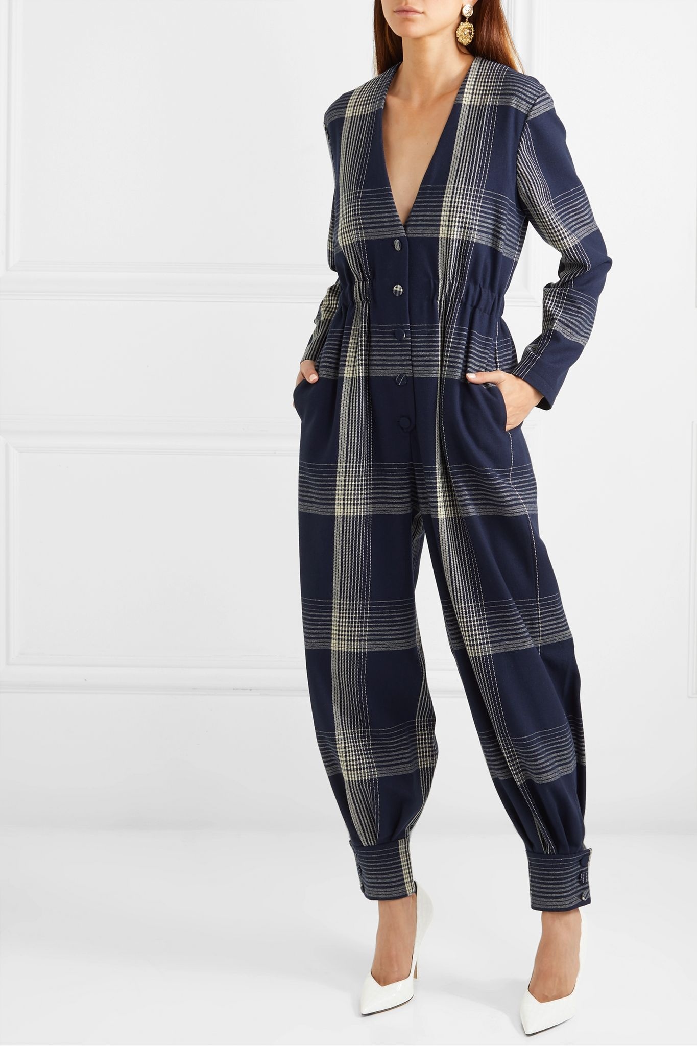 Checked wool-blend jumpsuit - 3