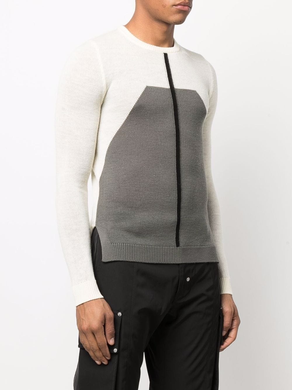 panelled virgin-wool jumper - 3