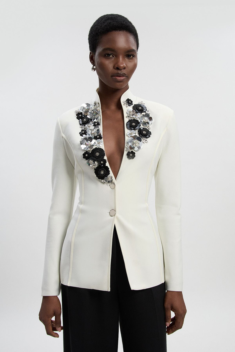 Embellished Figure Form Bandage Fitted Blazer Jacket 1
