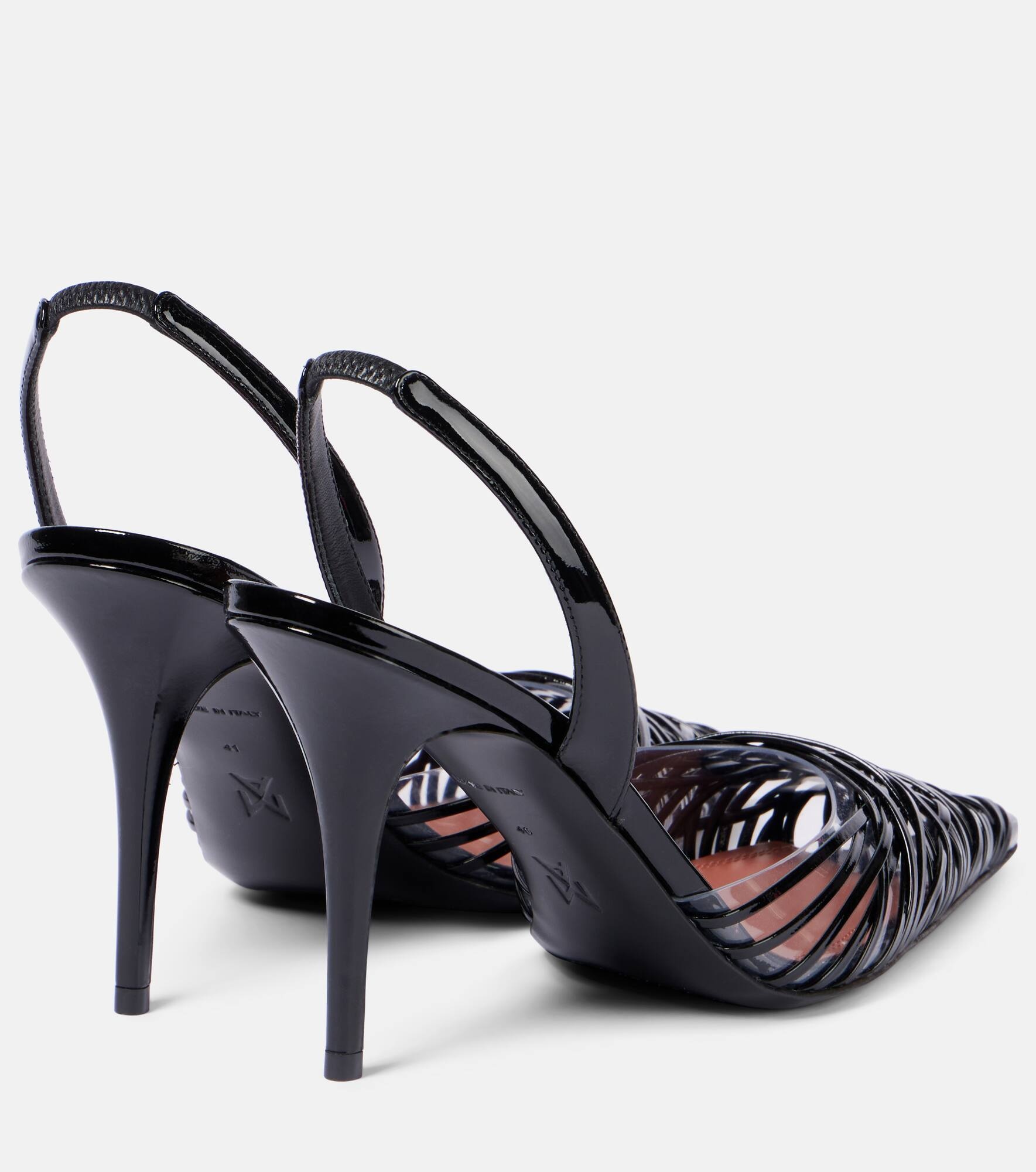 Lori 90 patent leather and PVC slingback pumps - 2