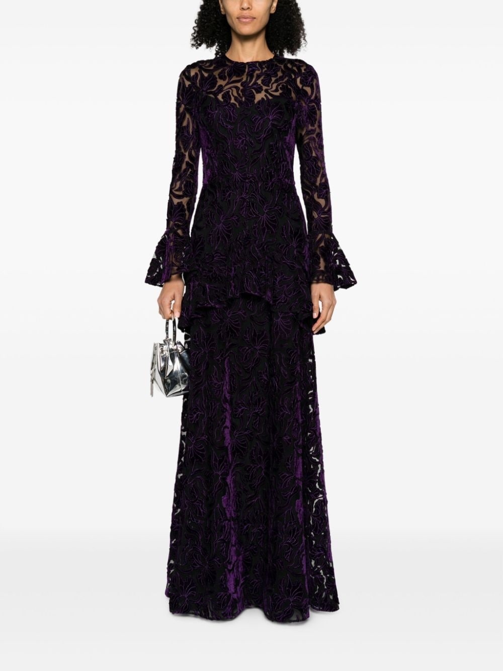 lace-detailing semi-sheer dress - 2