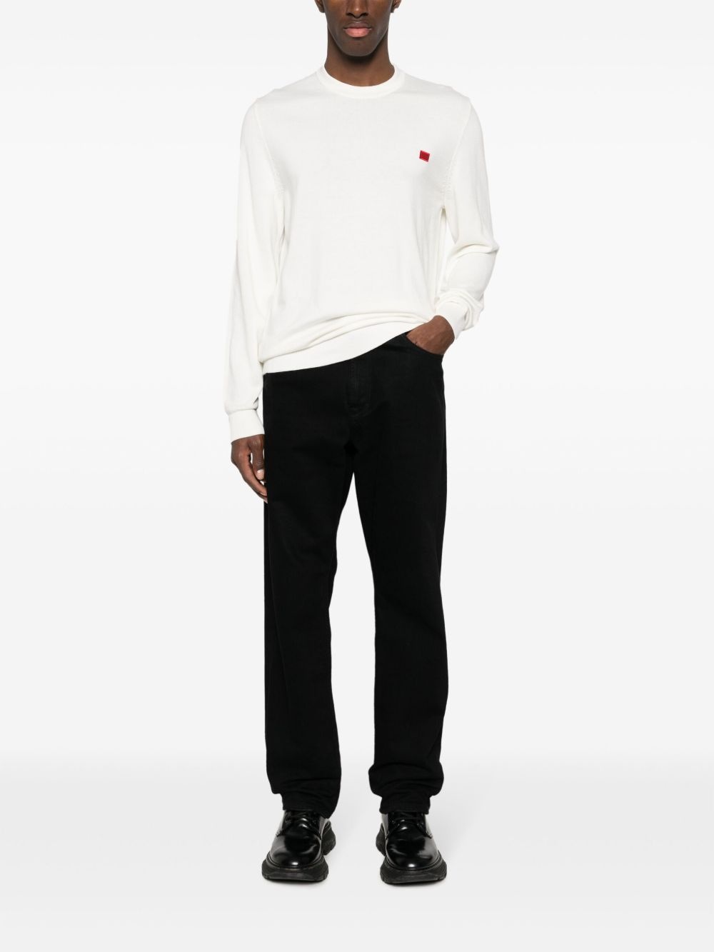 logo-patch cotton jumper - 2
