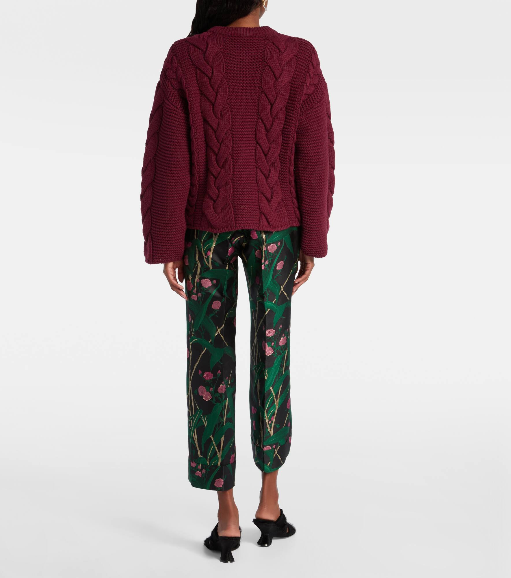 Portrait embellished wool-blend cardigan - 3