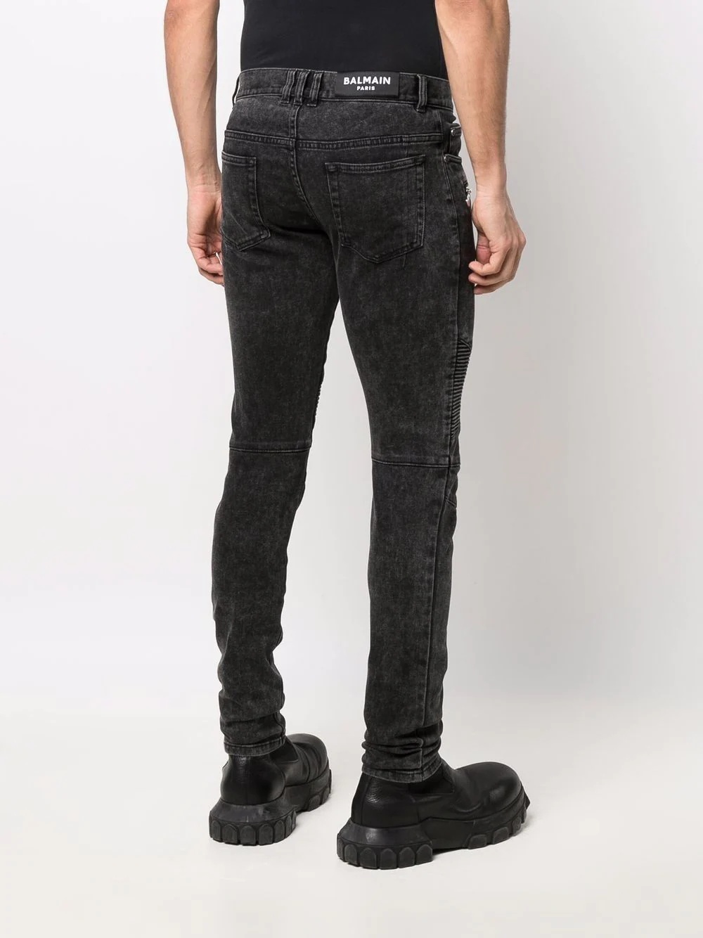 ribbed slim-cut bleached jeans - 4