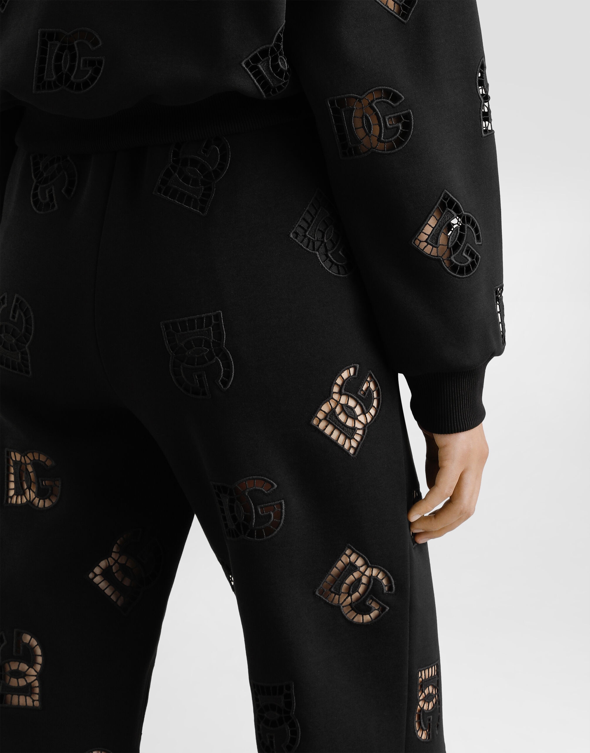 Jersey jogging pants with cut-out and DG logo - 4