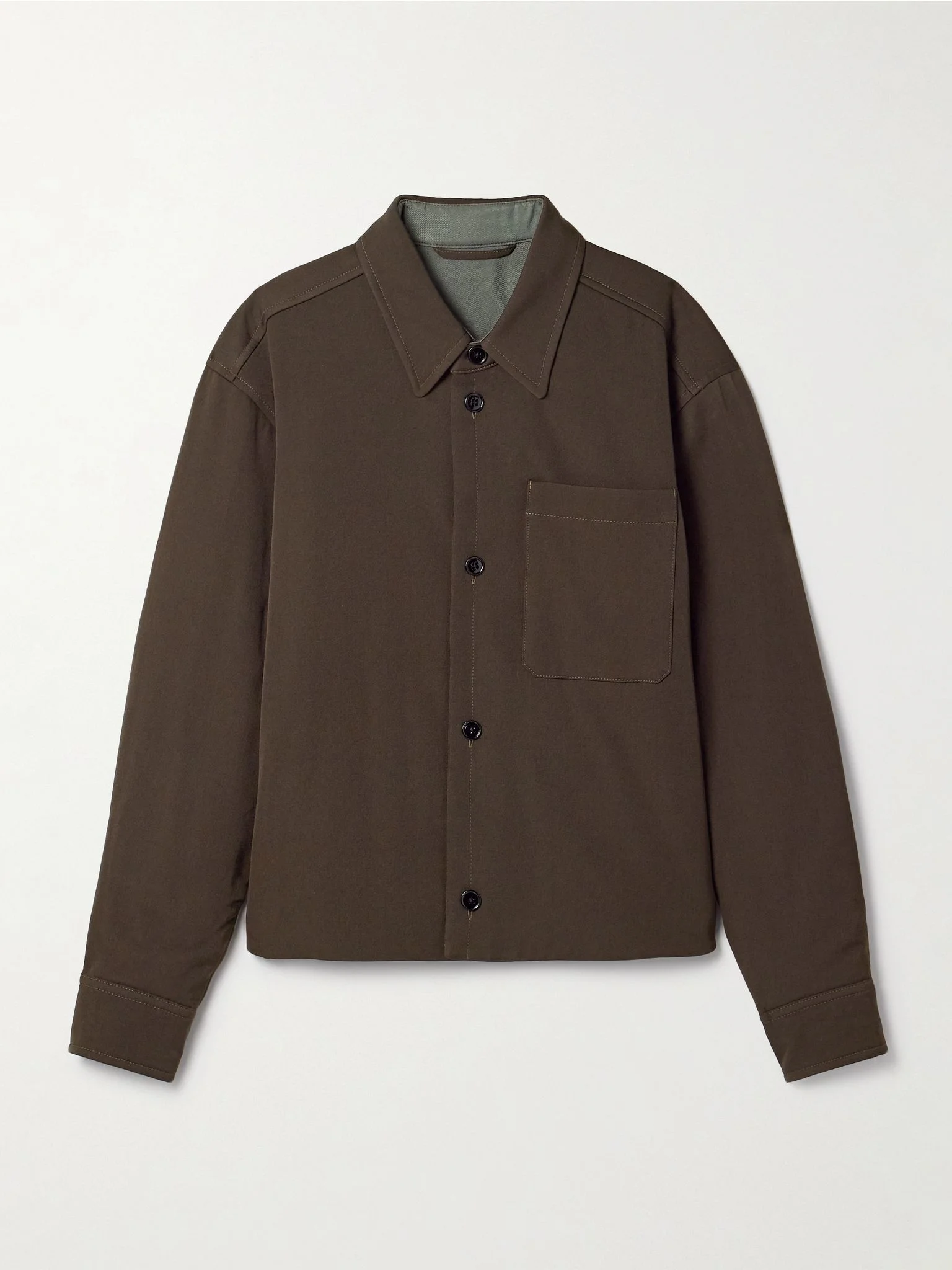 Oversized padded wool-twill jacket Dark brown - 1