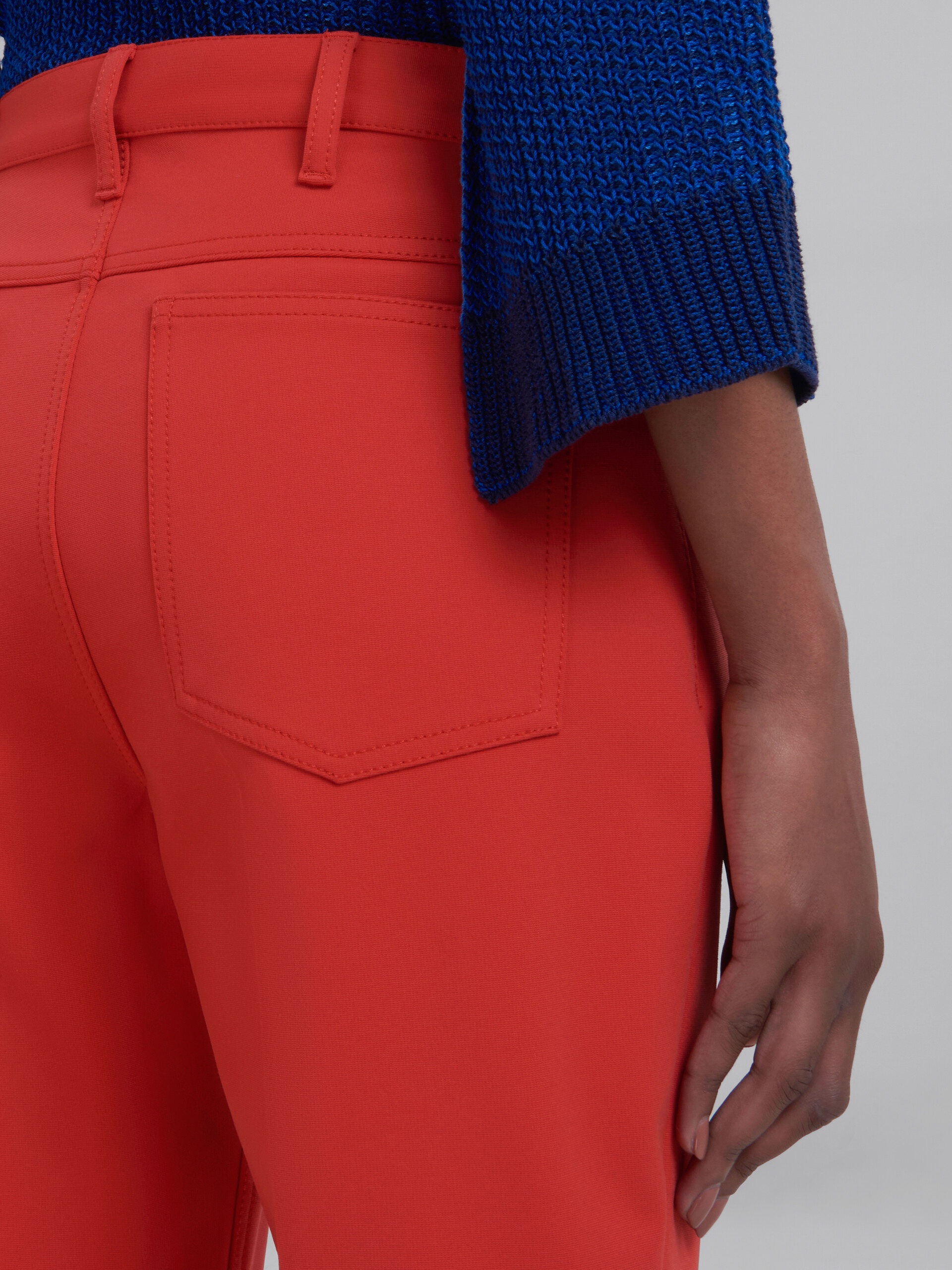 RED FLARED JERSEY TROUSERS - 4