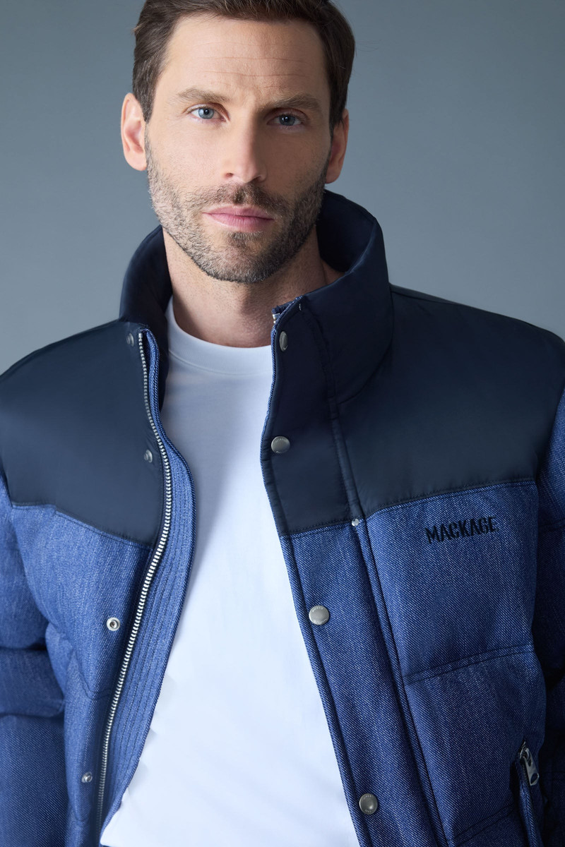 EVERETT-DNM Denim Down Jacket with Stand Collar 5