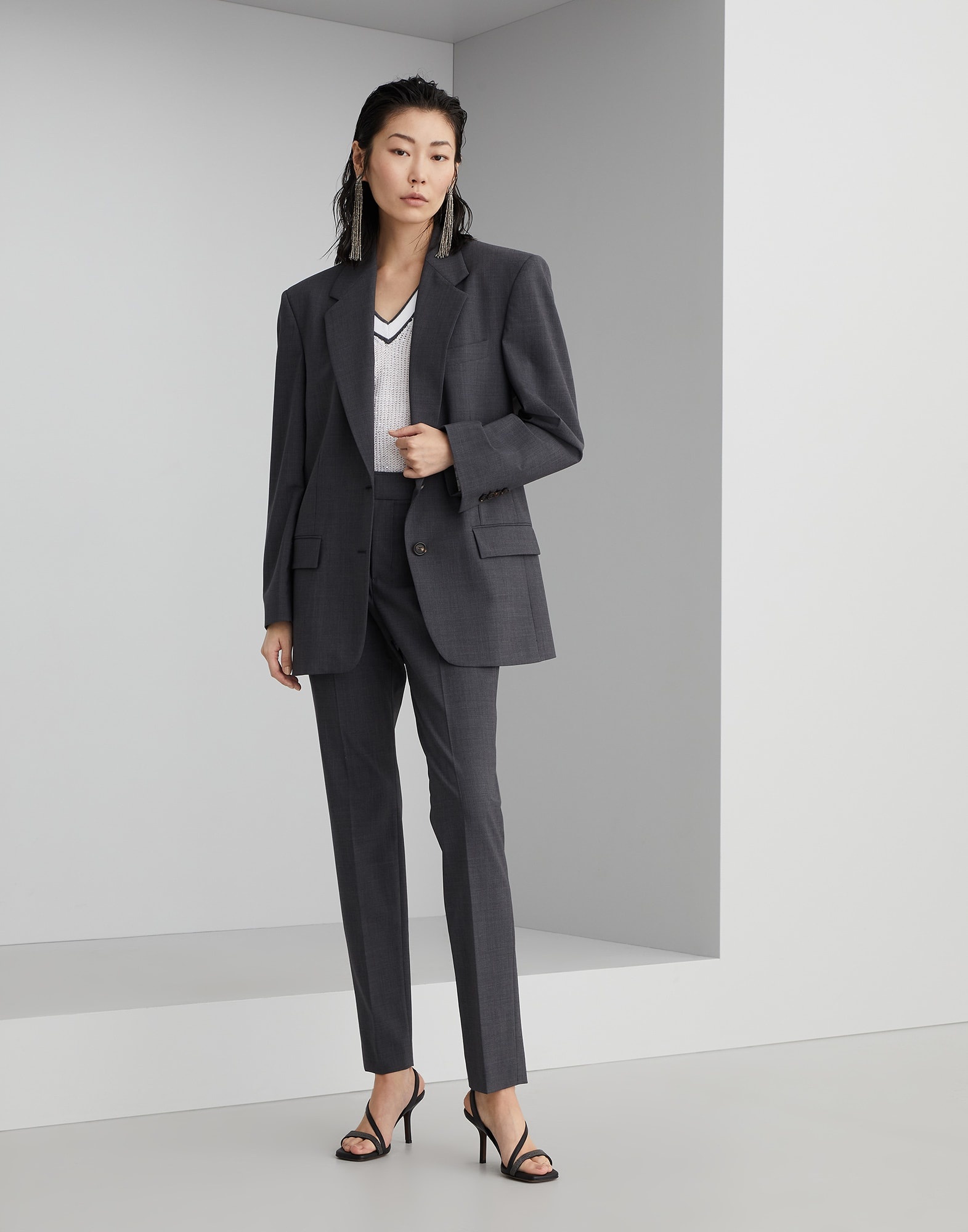 Tropical luxury wool blazer with monili - 5