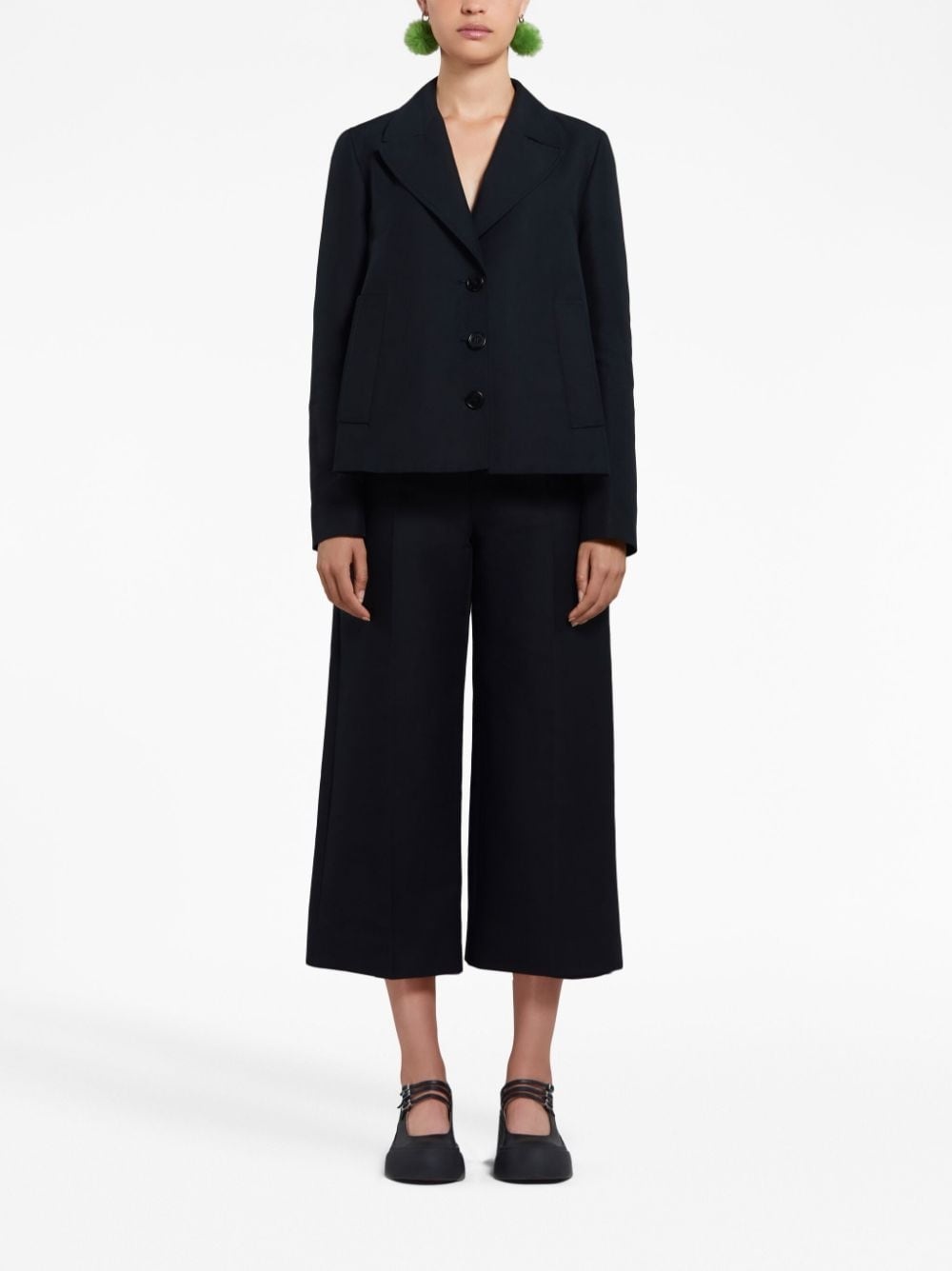 high-waisted cropped cotton trousers - 2