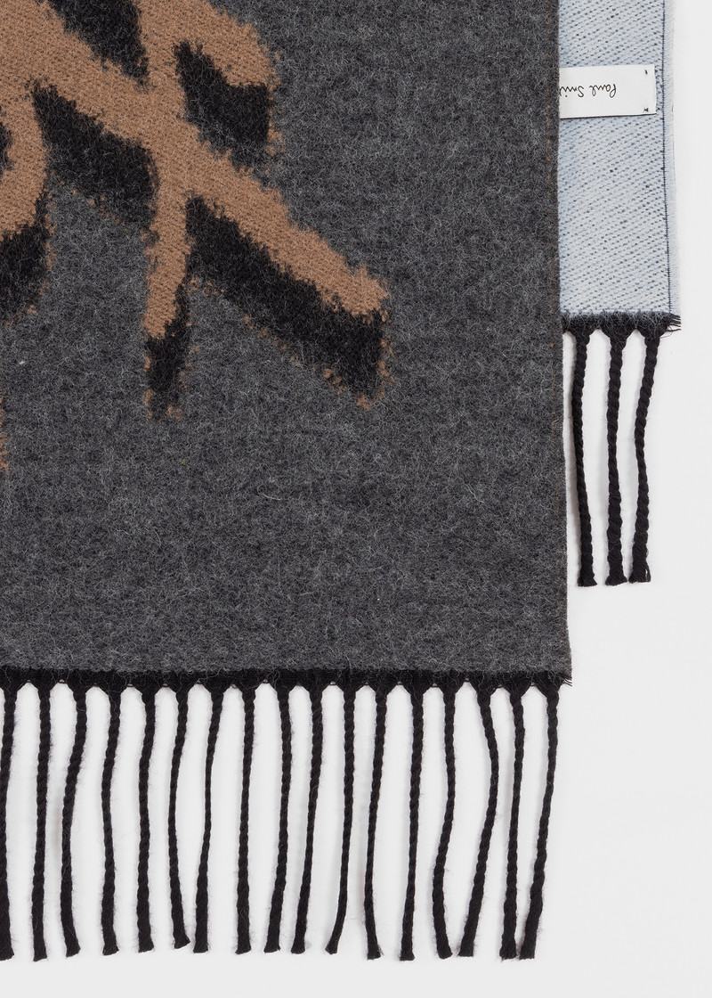 Paul Smith Colour-Block 'Shadow Logo' Jacquard Wool-Blend Scarf outlook