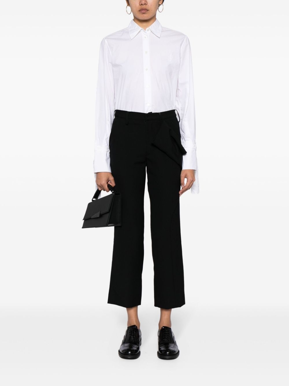 draped-detail cropped wool trousers - 2