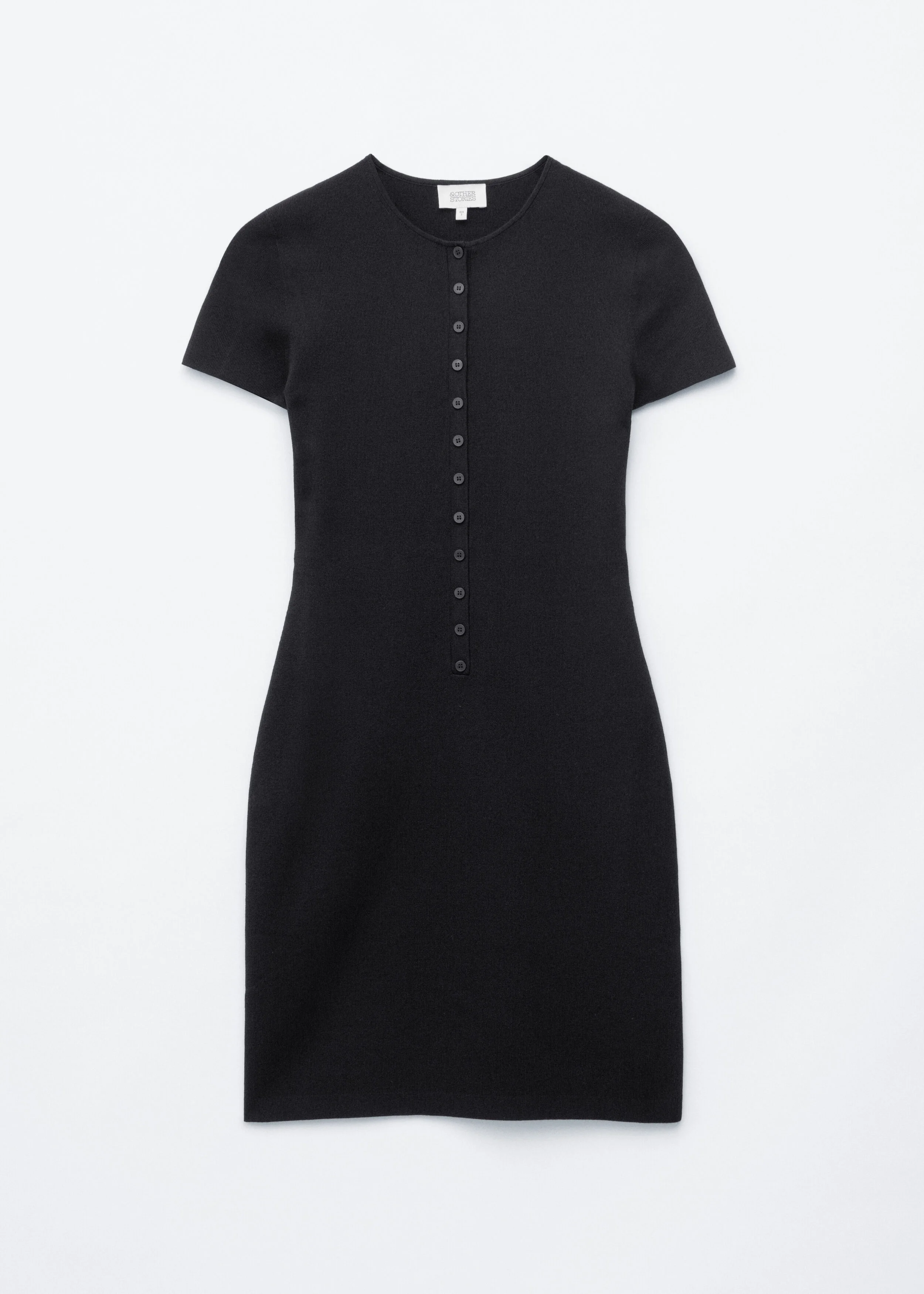 Button Placket Knit Dress - 1