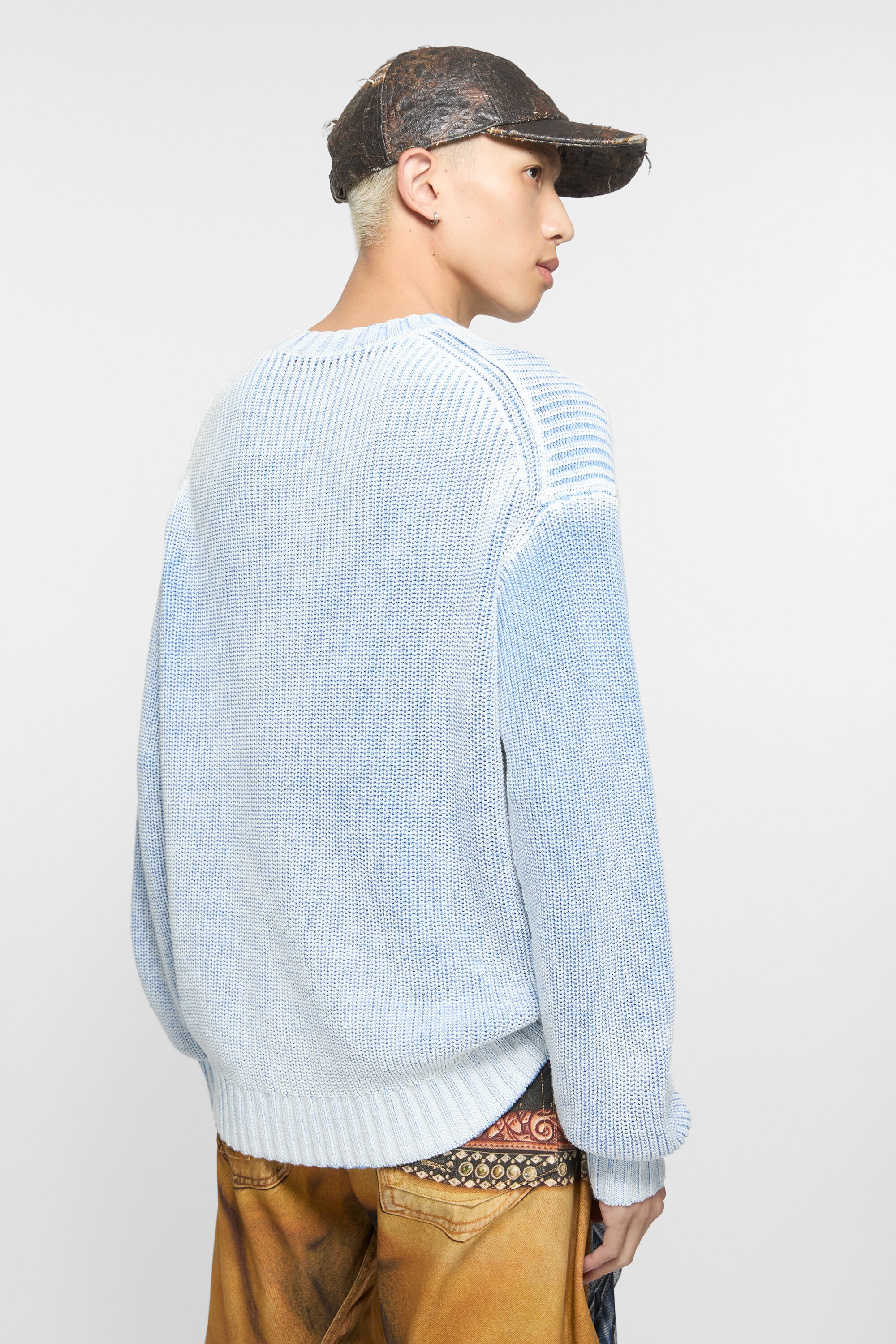 Crew neck jumper - Denim blue/White - 3