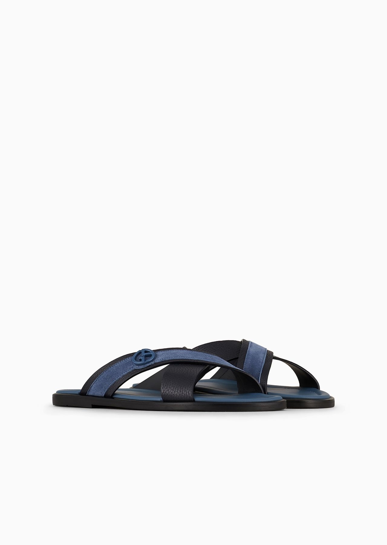 Two-toned, plaited suede cross sandals - 2