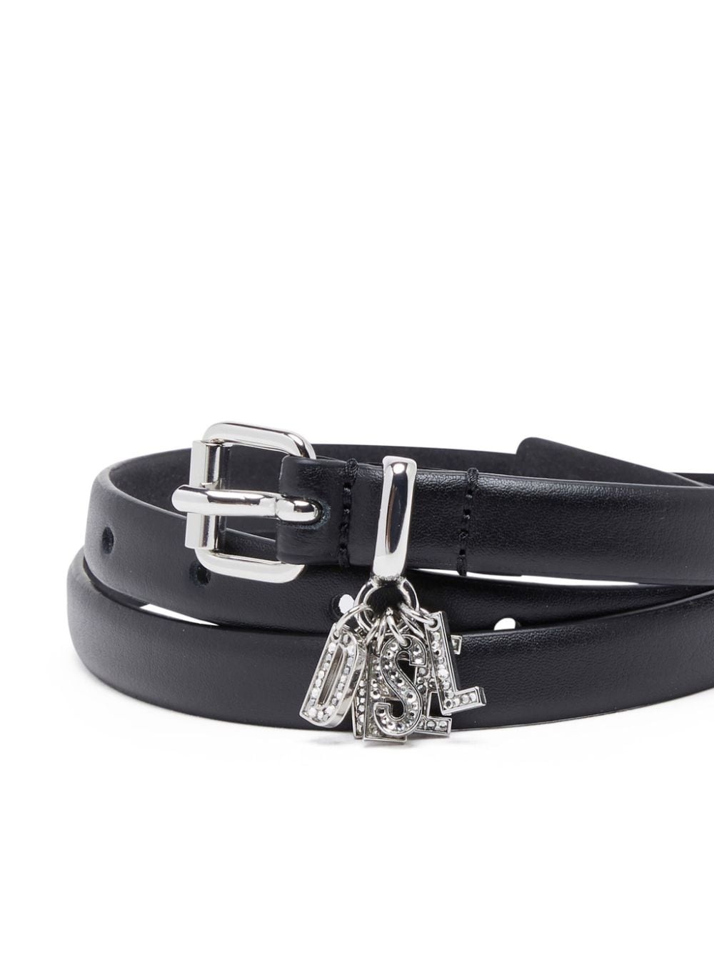 logo-charm leather belt - 3